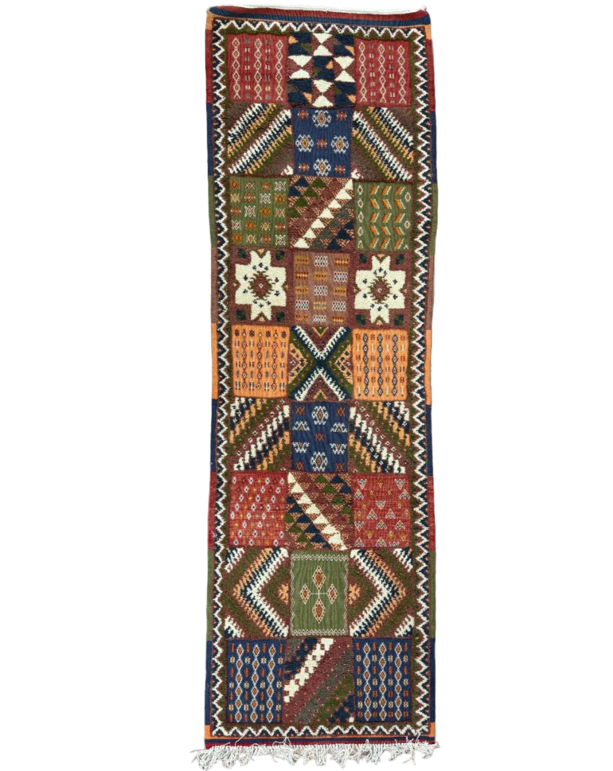 Handwoven Boutilwah Couloire Wool Rug Morocco (2.5x8)