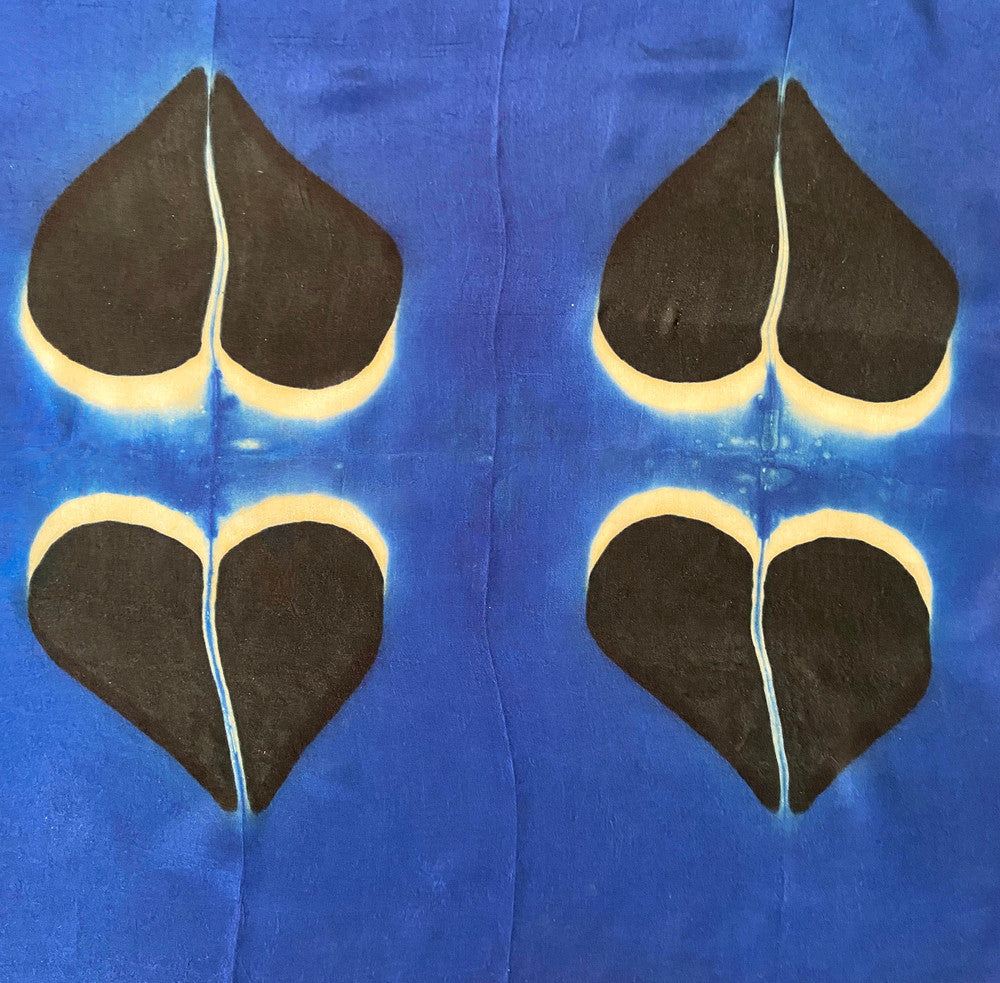 Shibori Silk Blue Heart Scarf India