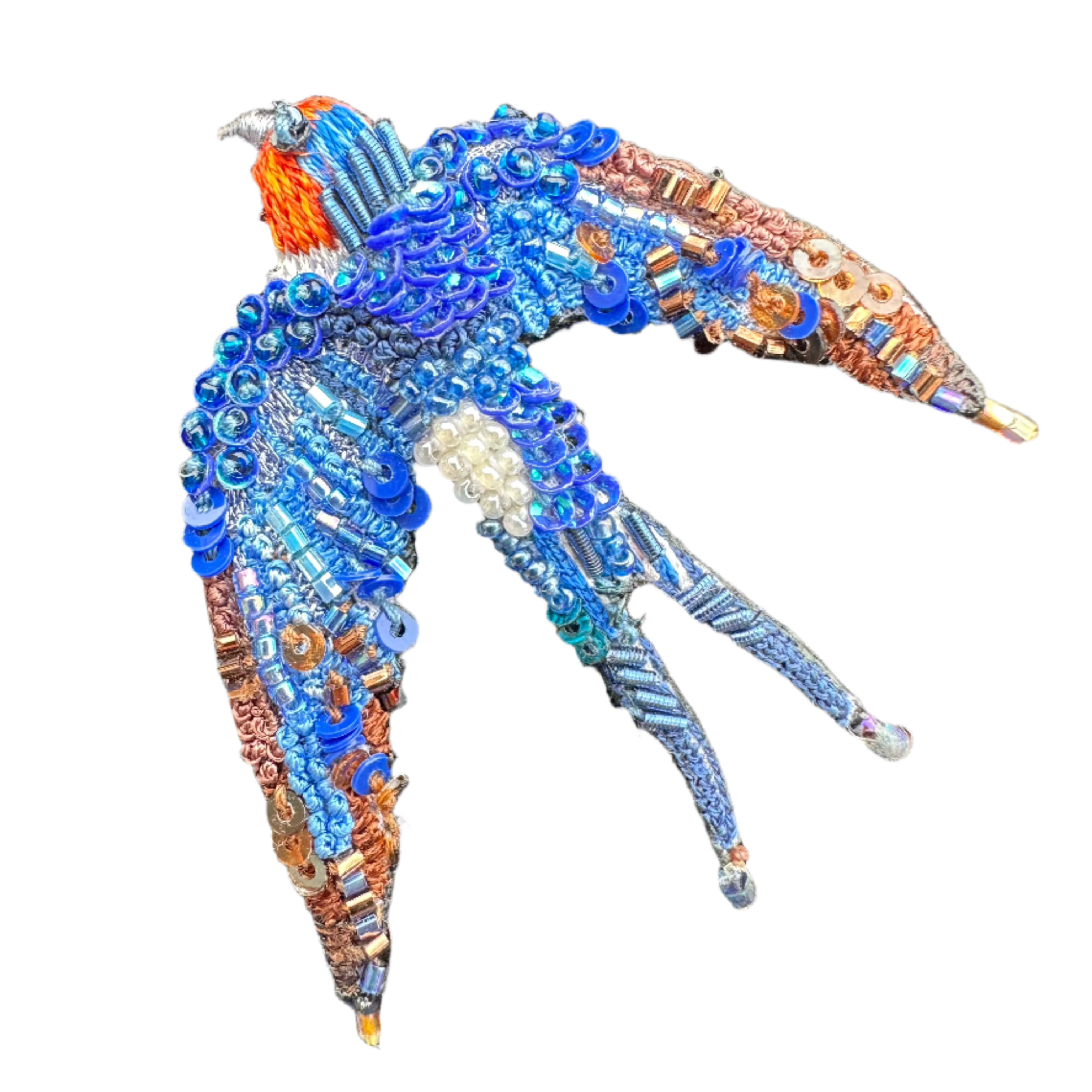 Embroidered Brooch India - Flying Swallow