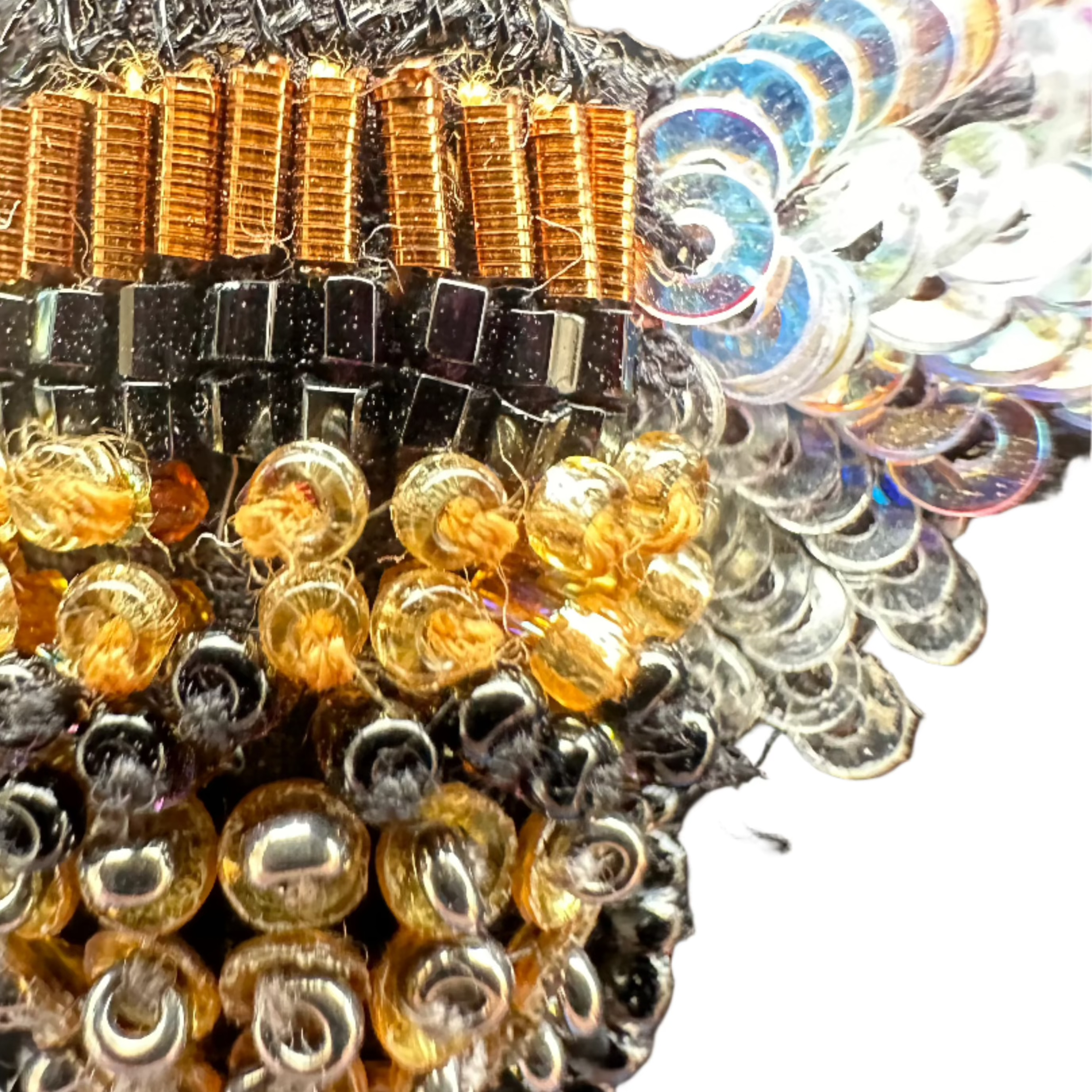 Embroidered & Beaded Brooch - Honey Bee