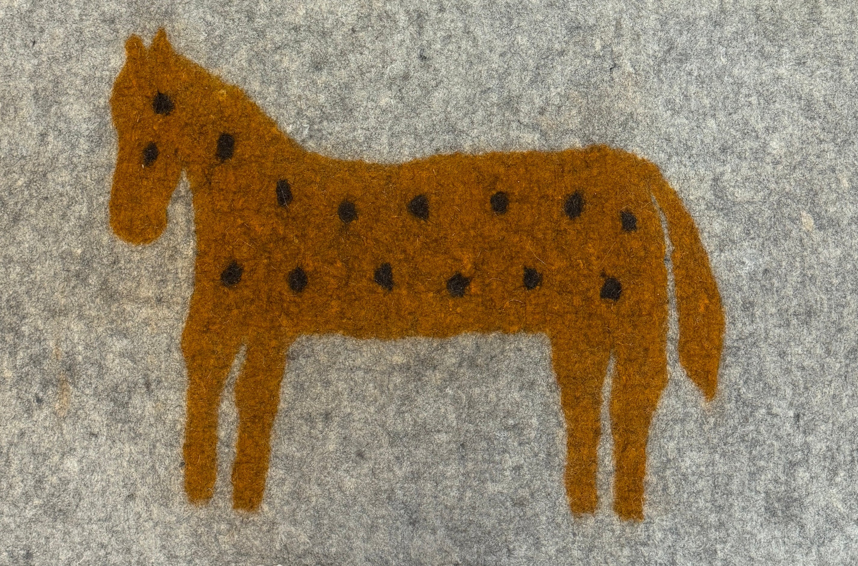 Handmade Wool Felt Pony Ochre Rug Afghanistan (30x48)