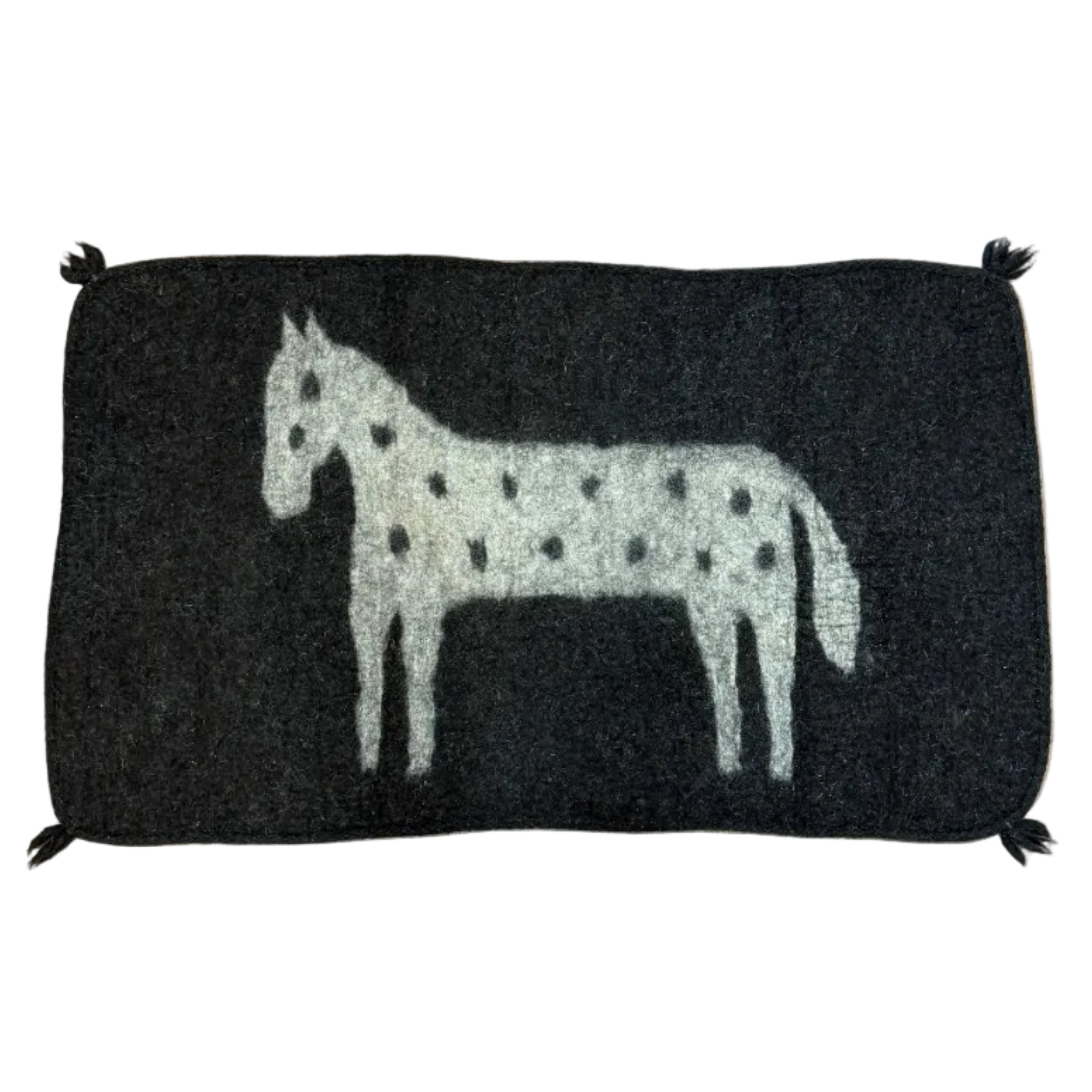 Handmade Wool Felt Pony White Rug Afghanistan (30x48)