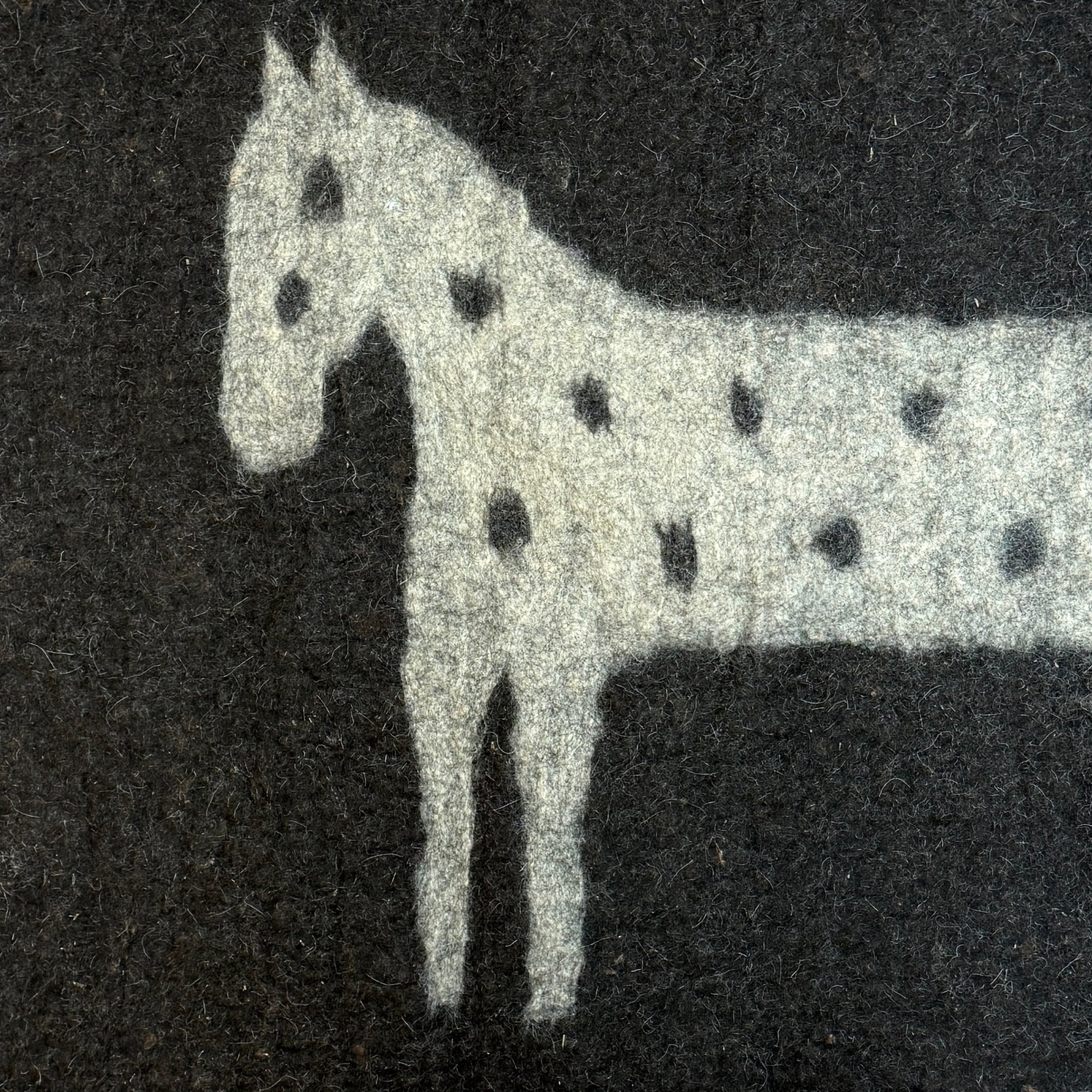 Handmade Wool Felt Pony White Rug Afghanistan (30x48)