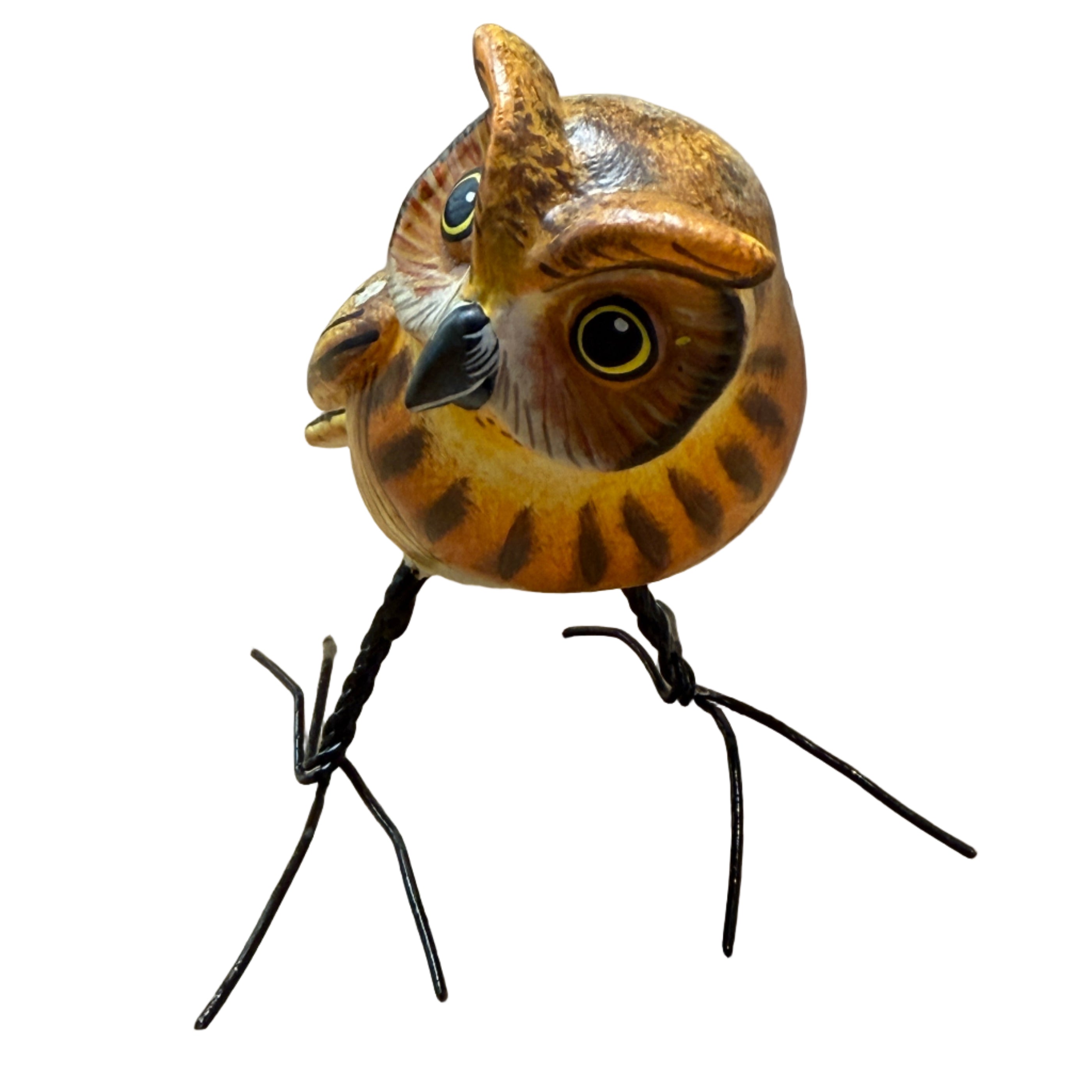 Great Horned Owl Painted Ceramic Bird Guatemala