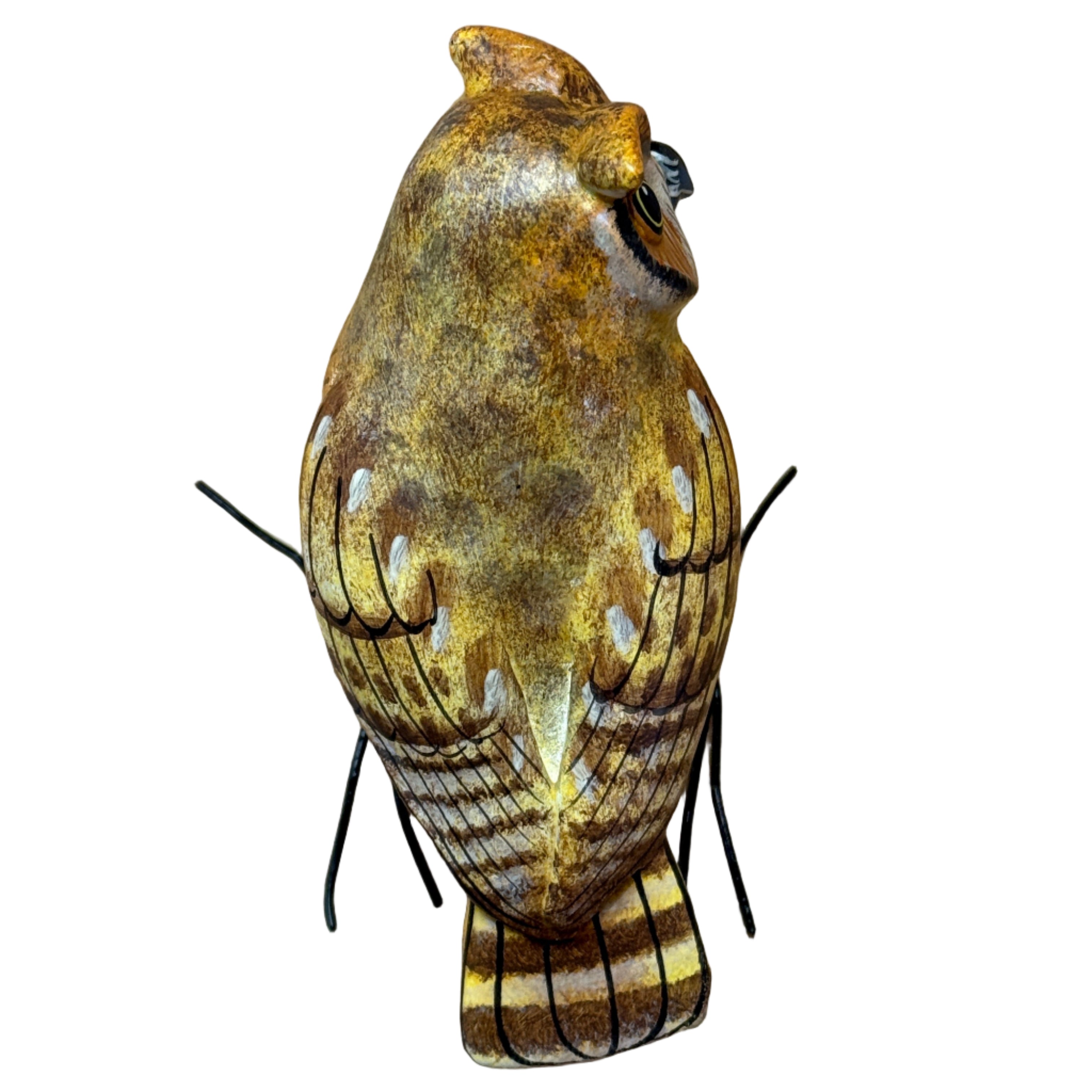 Great Horned Owl Painted Ceramic Bird Guatemala