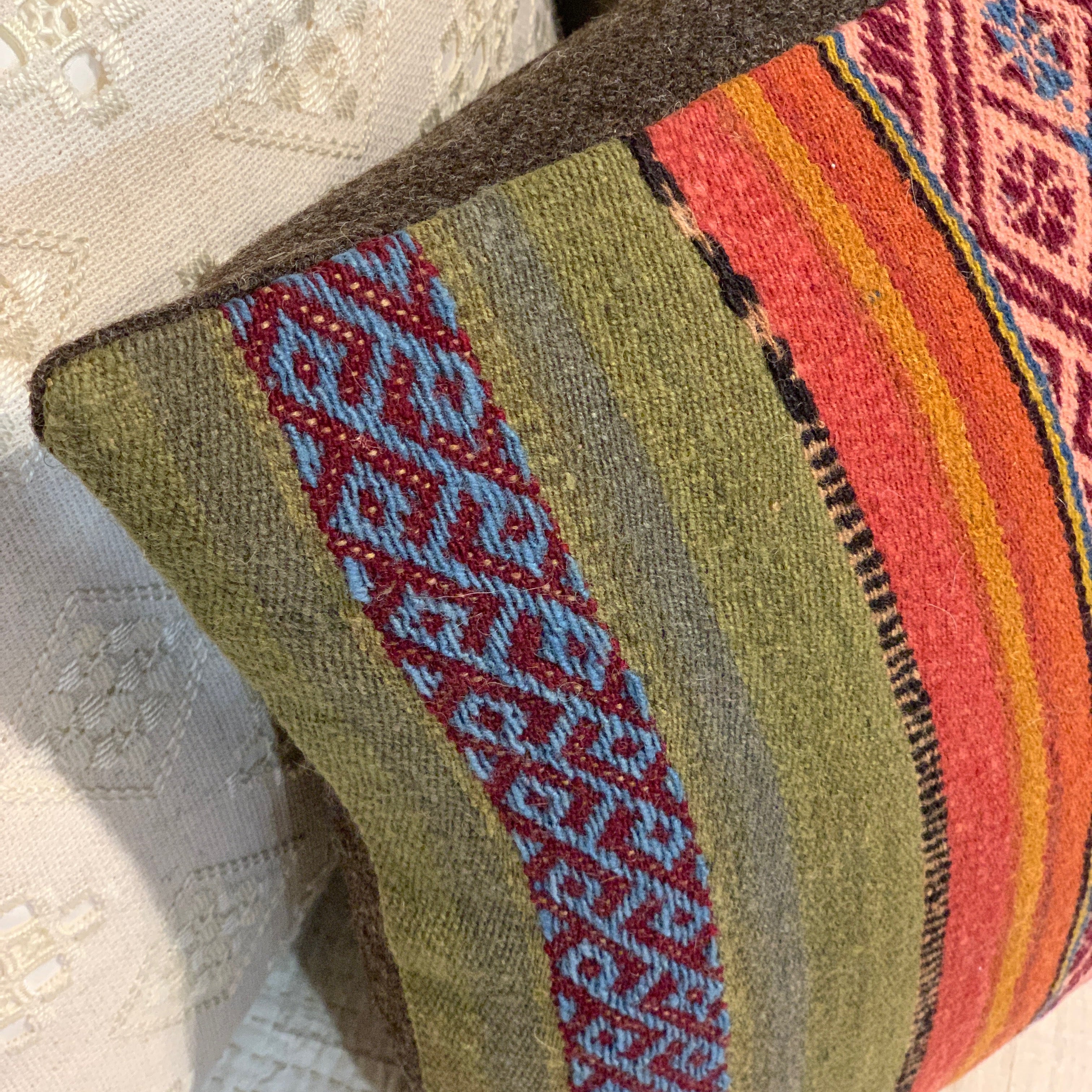 Handwoven Accha Alta Olive Pillow Peru (15x15)