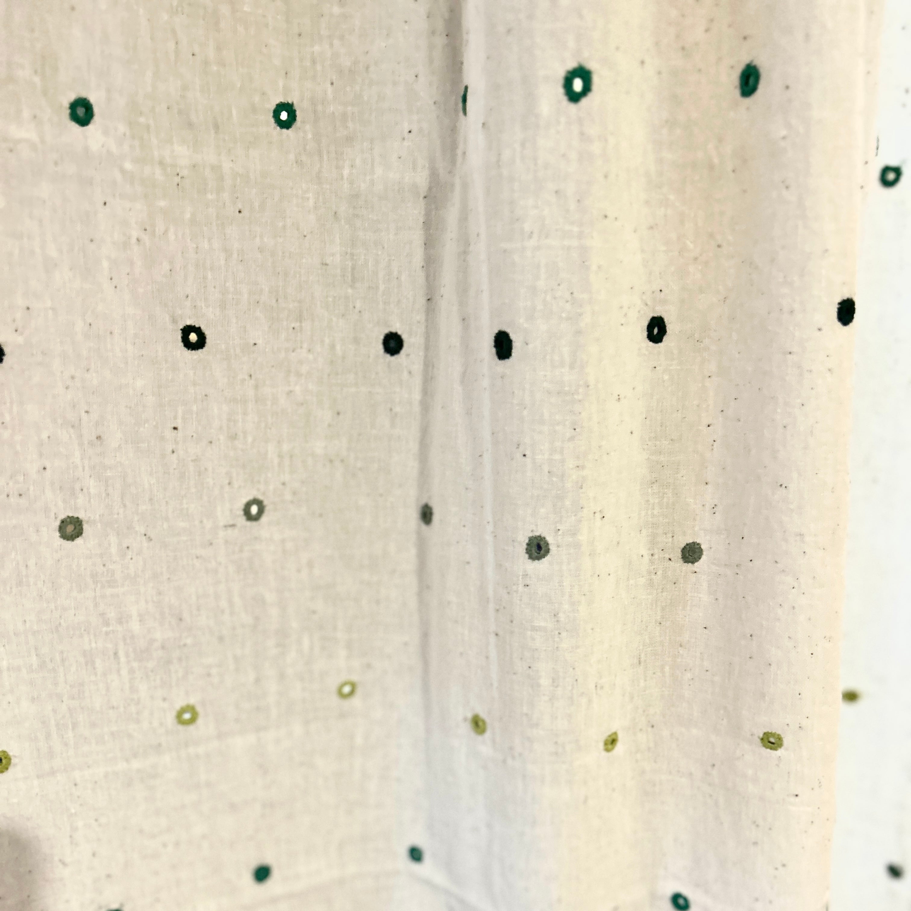 Handwoven Organic Cotton Green Mirror Curtain Pair India