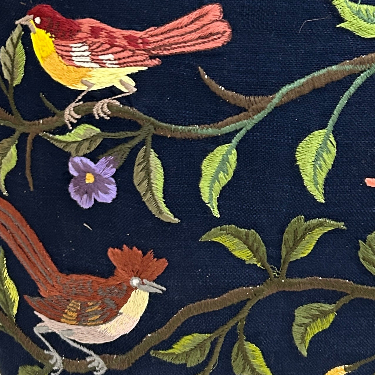 Handwoven Embroidered Indigo with Leather Santiago Satchel Guatemala