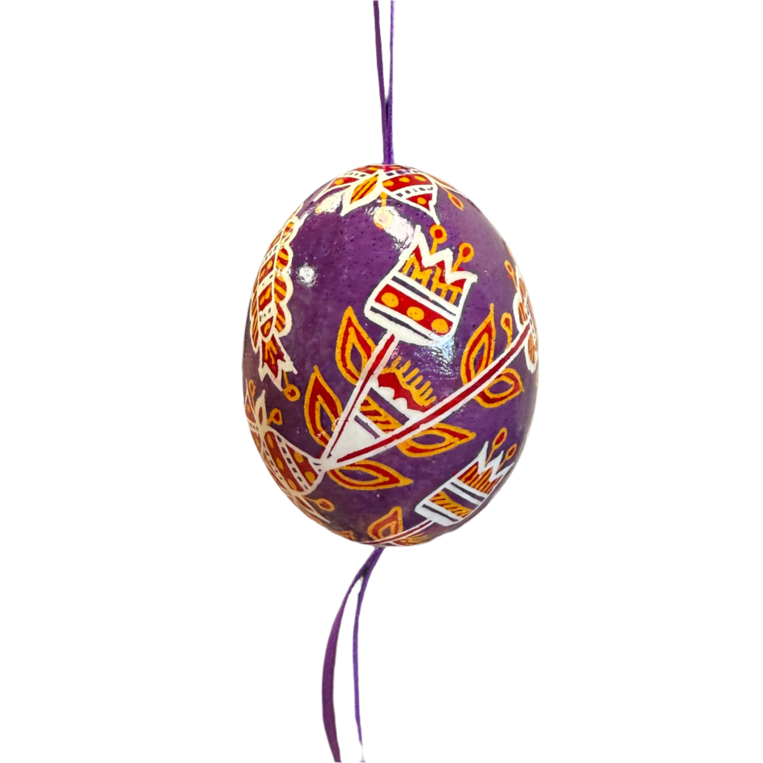 Hand Painted Pysanka Purple Easter Egg Ukraine