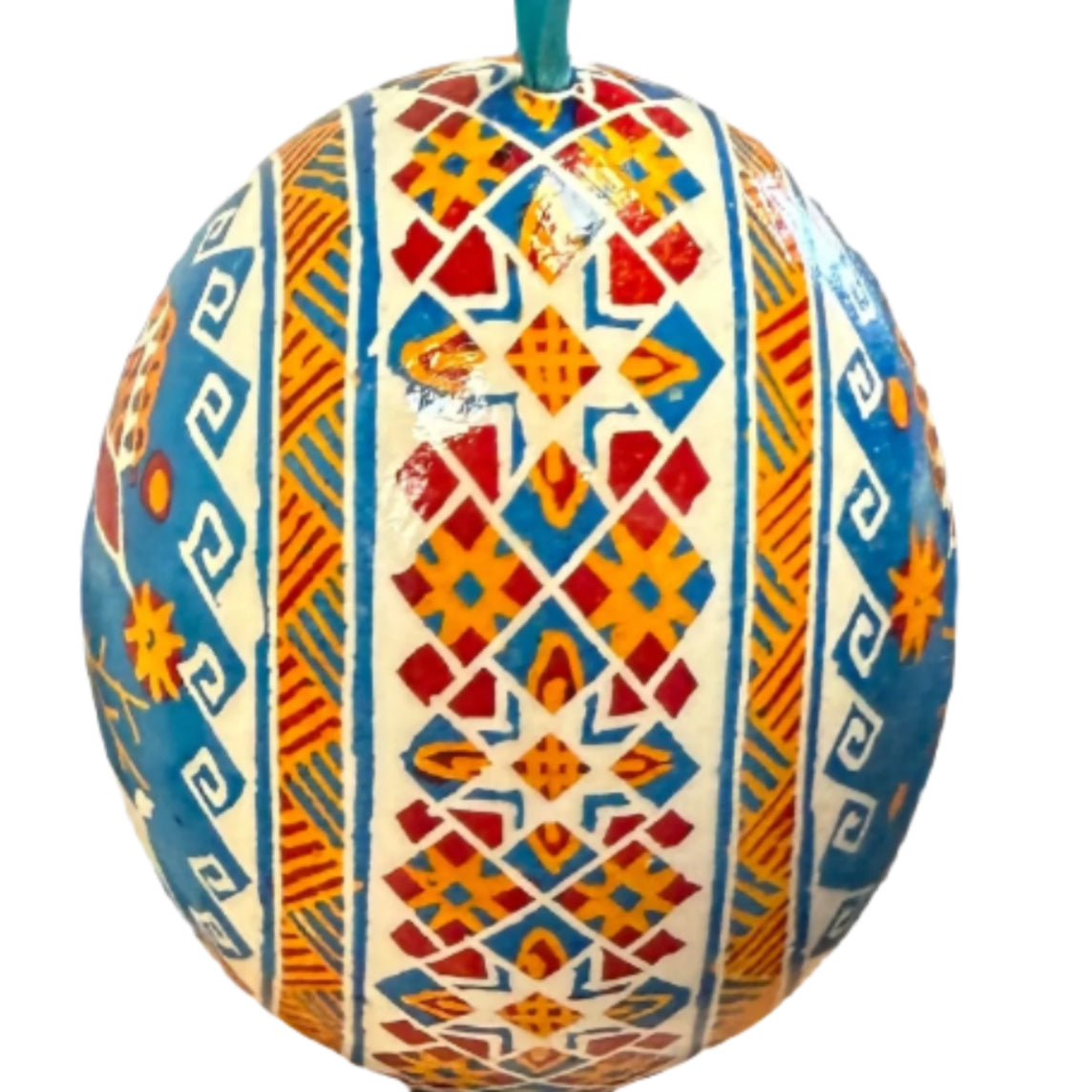 Hand Painted Pysanka Blue Easter Egg Ukraine