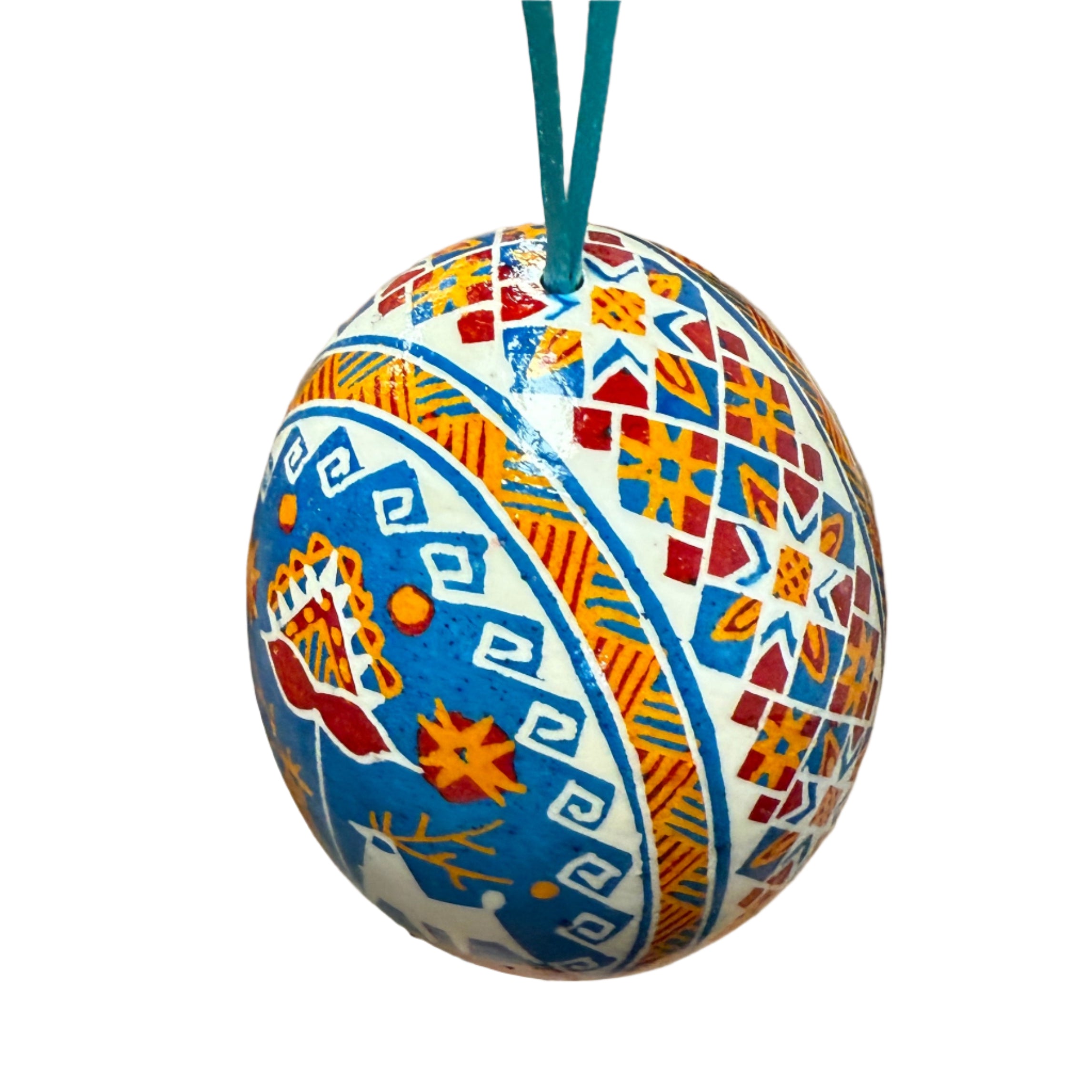Hand Painted Pysanka Blue Easter Egg Ukraine