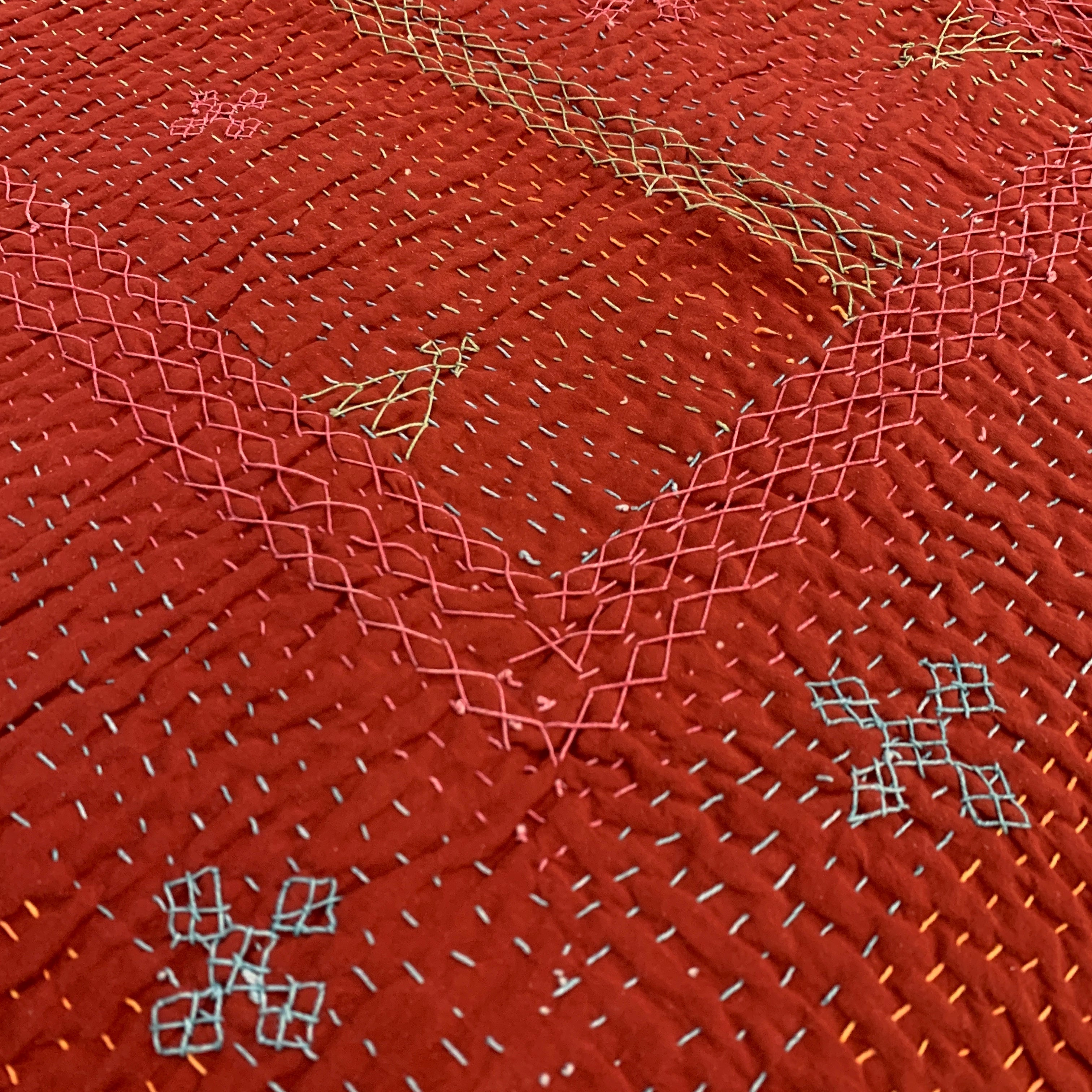 Hand Stitched Ralli Quilt Single India - Red