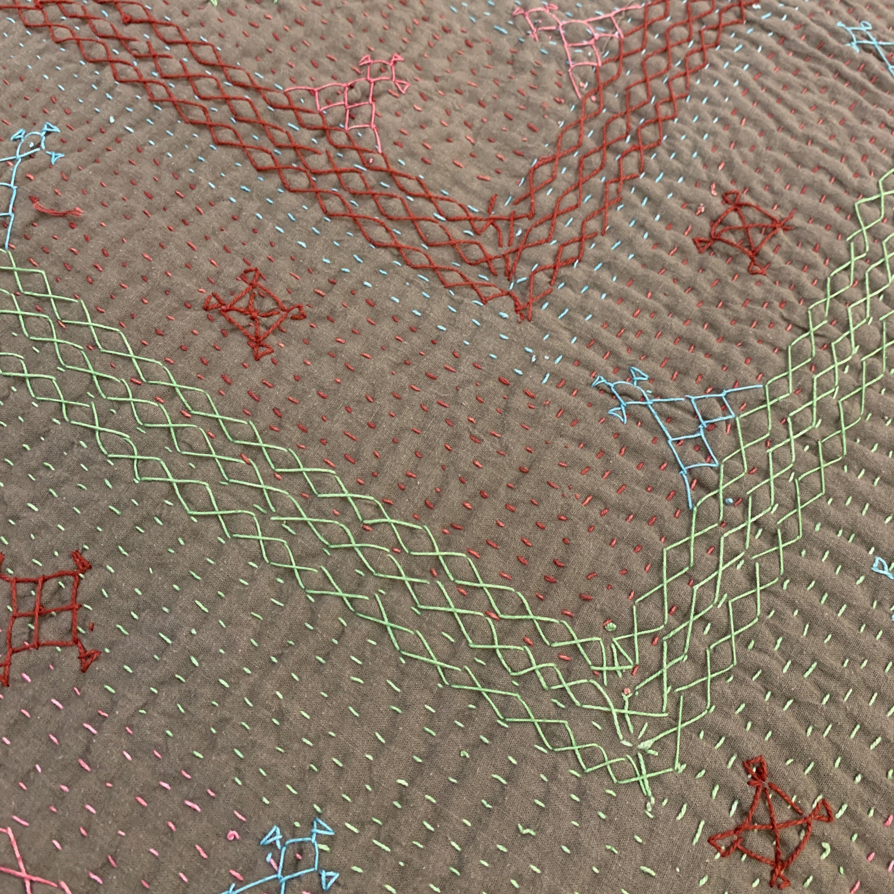 Hand Stitched Ralli Quilt Single India - Grey