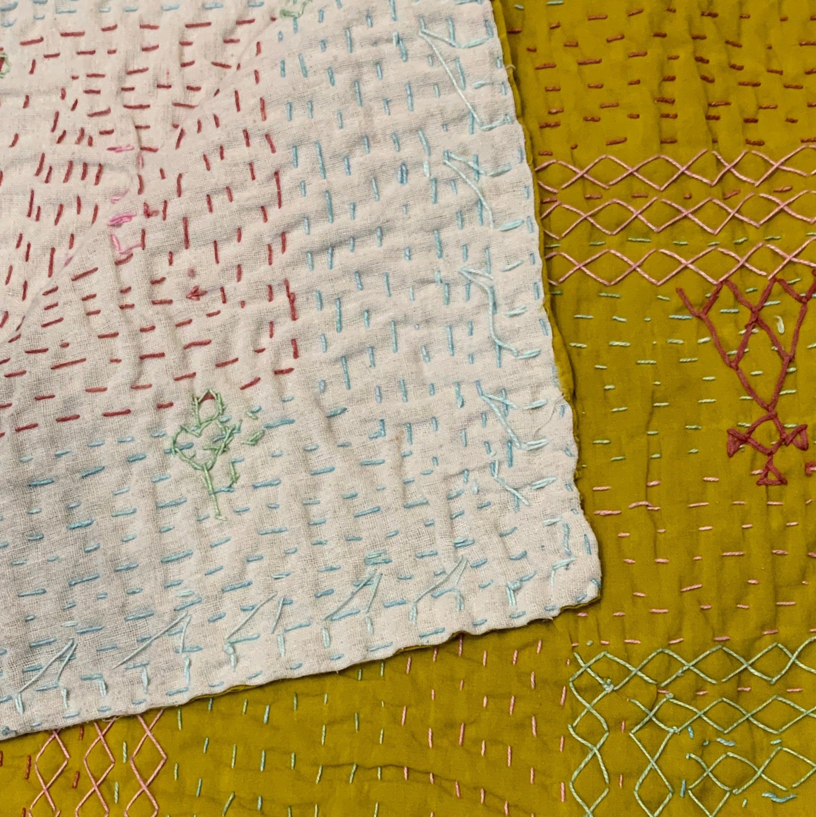 Hand Stitched Ralli Quilt Single India - Gold