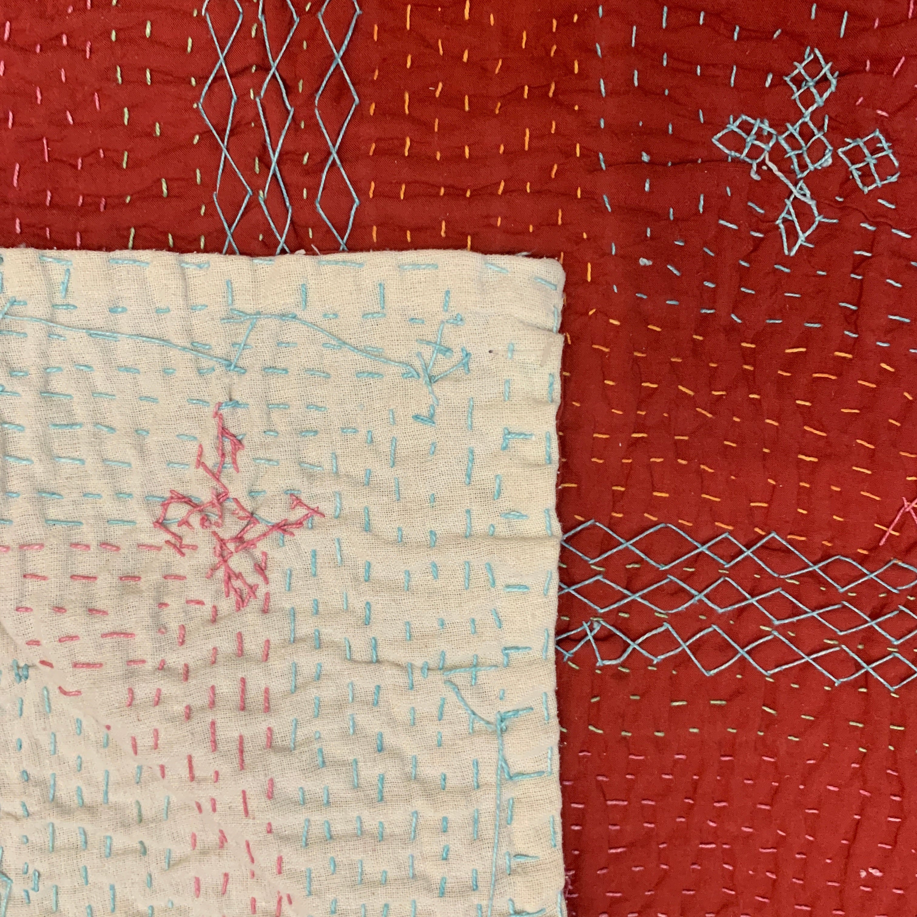 Hand Stitched Ralli Quilt Single India - Red