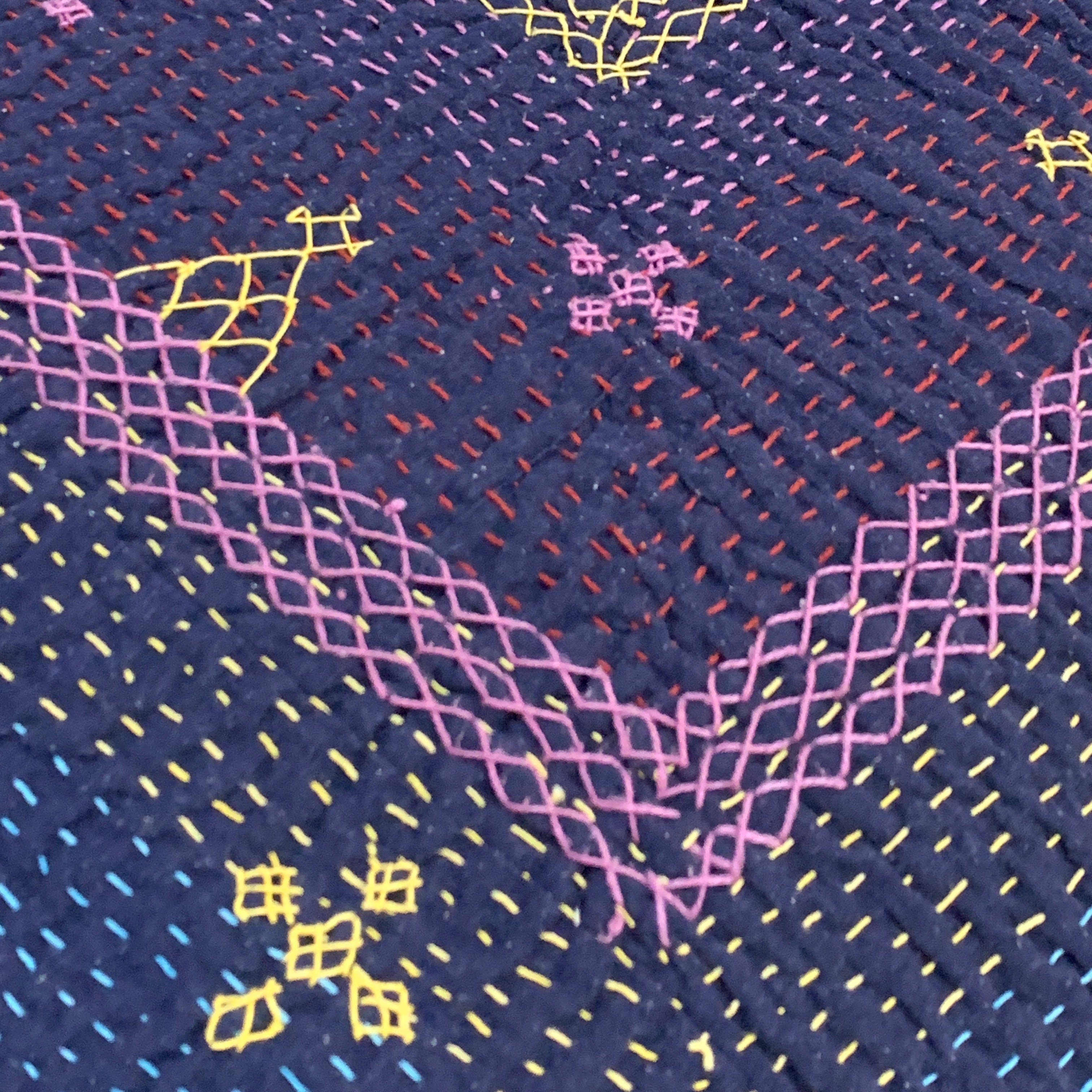 Hand Stitched Ralli Quilt Single India - Navy