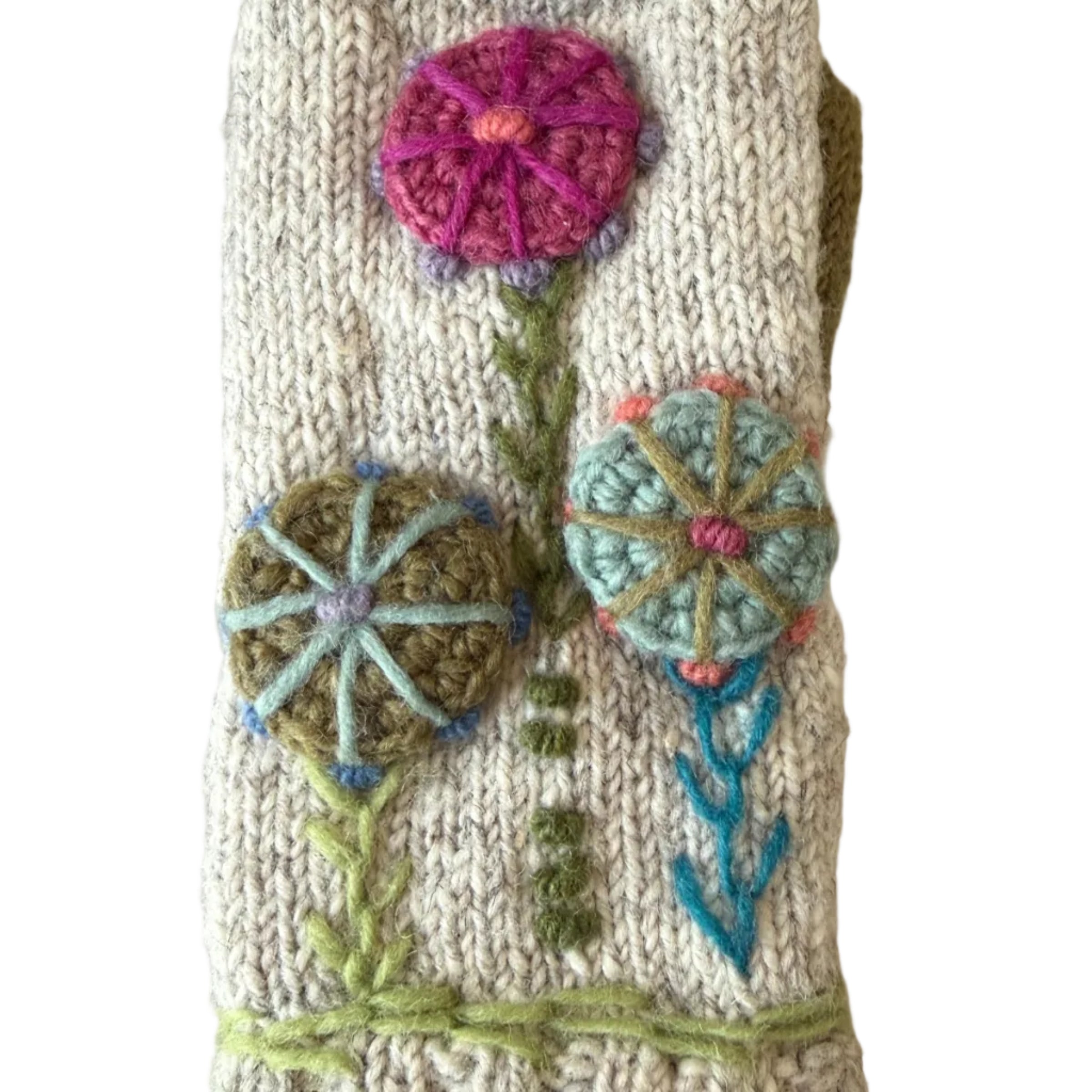 Wool Knit Natural Mitten Nepal
