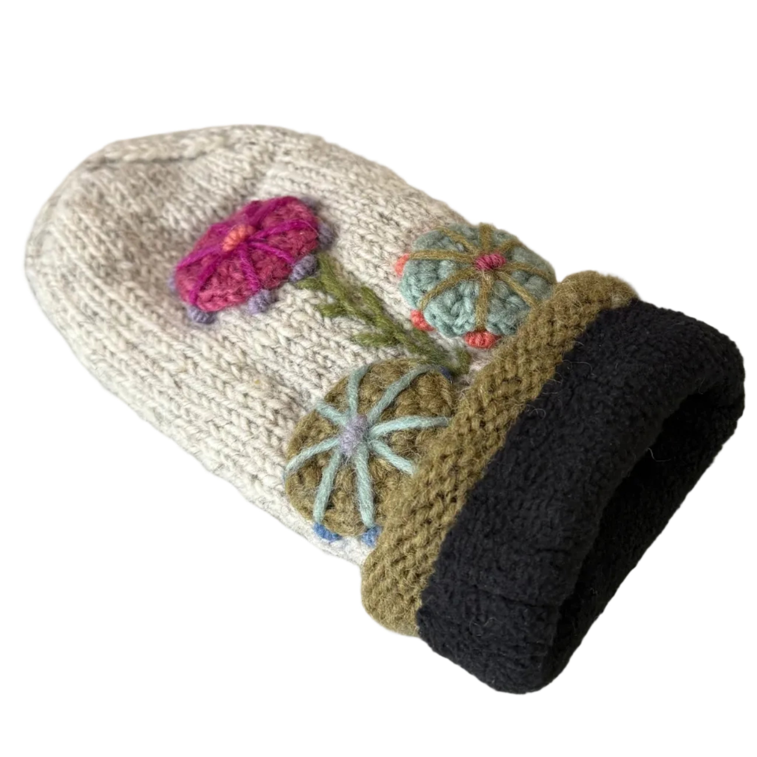 Wool Knit Natural Mitten Nepal