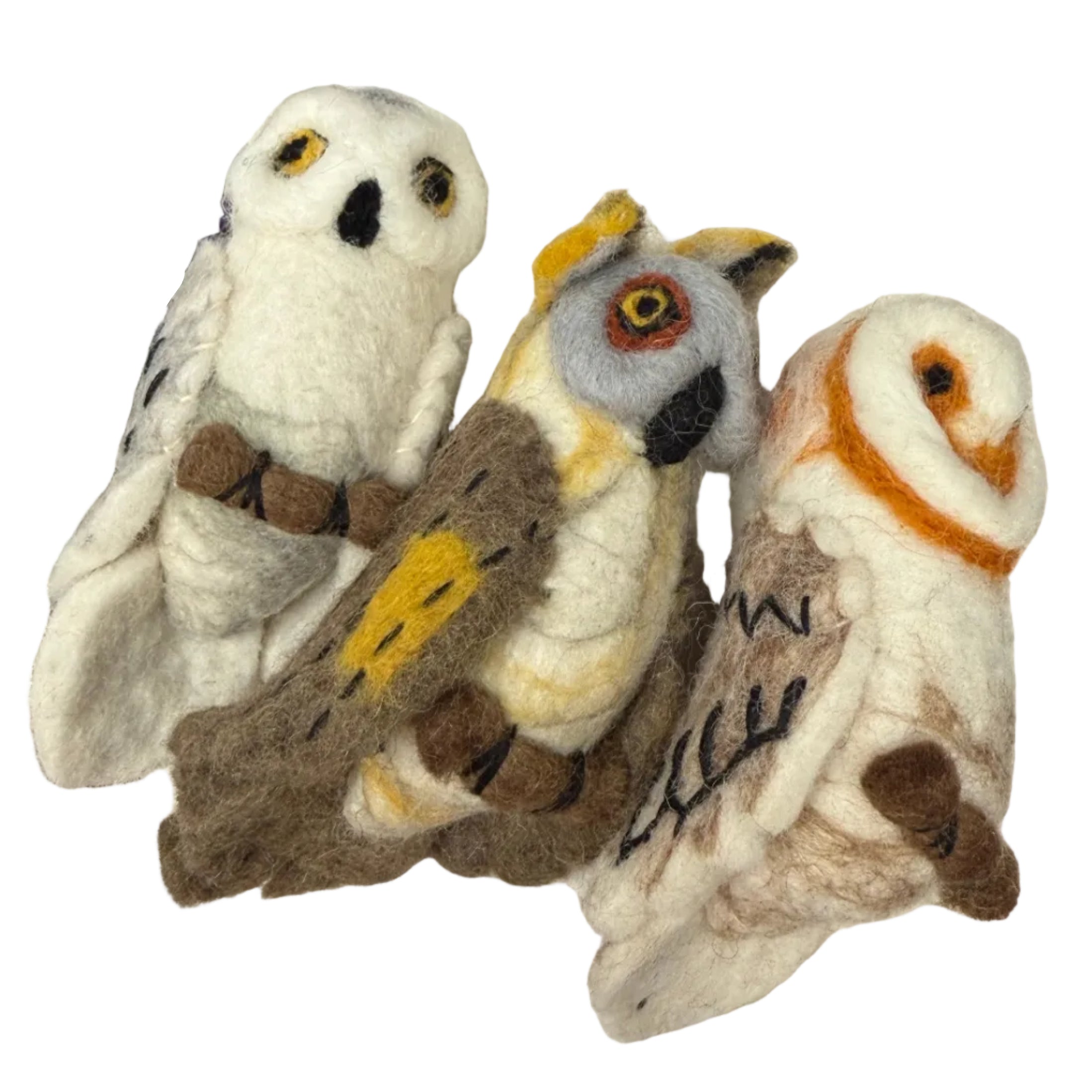Handmade Wool Felt Owl Bird Collection Nepal