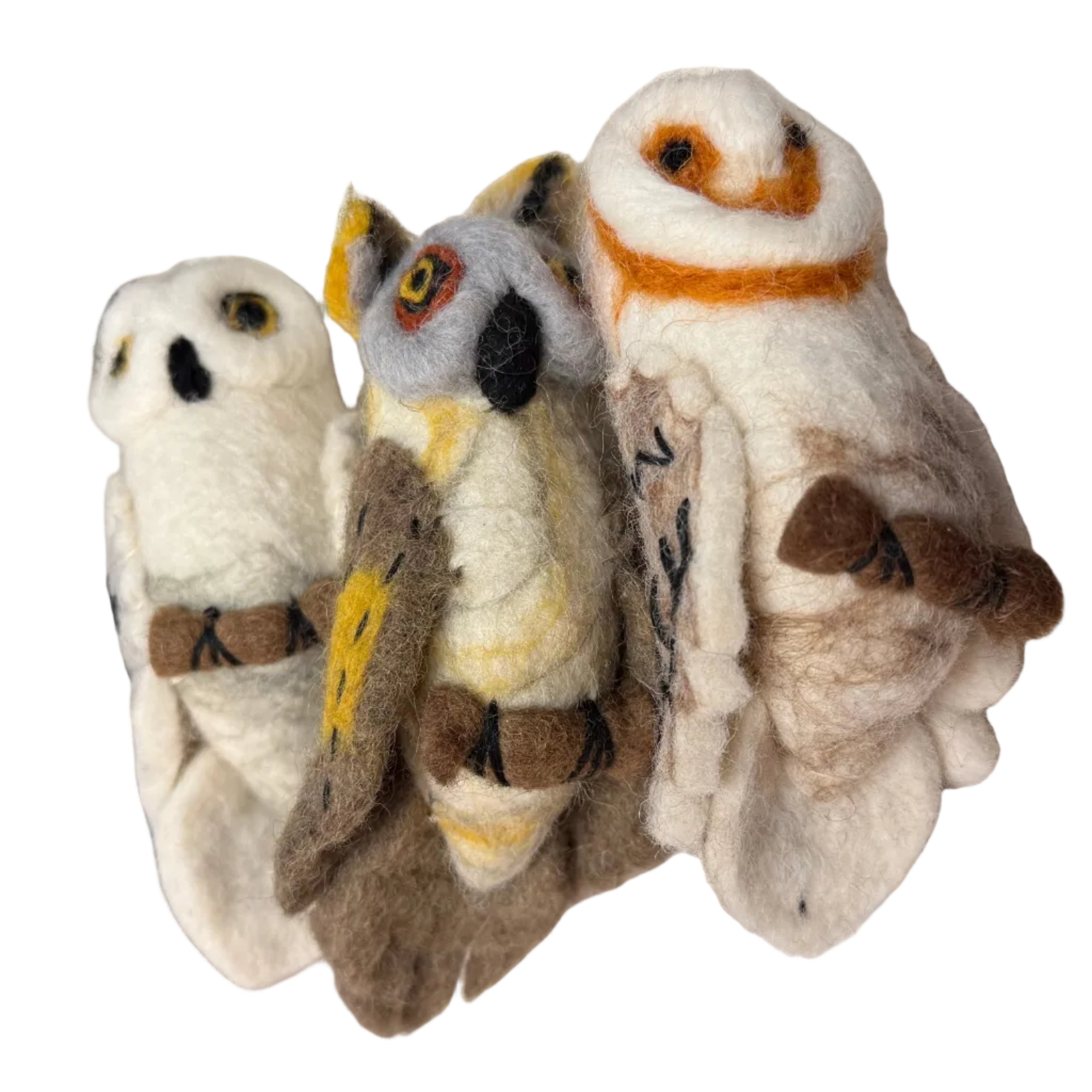 Handmade Wool Felt Owl Bird Collection Nepal
