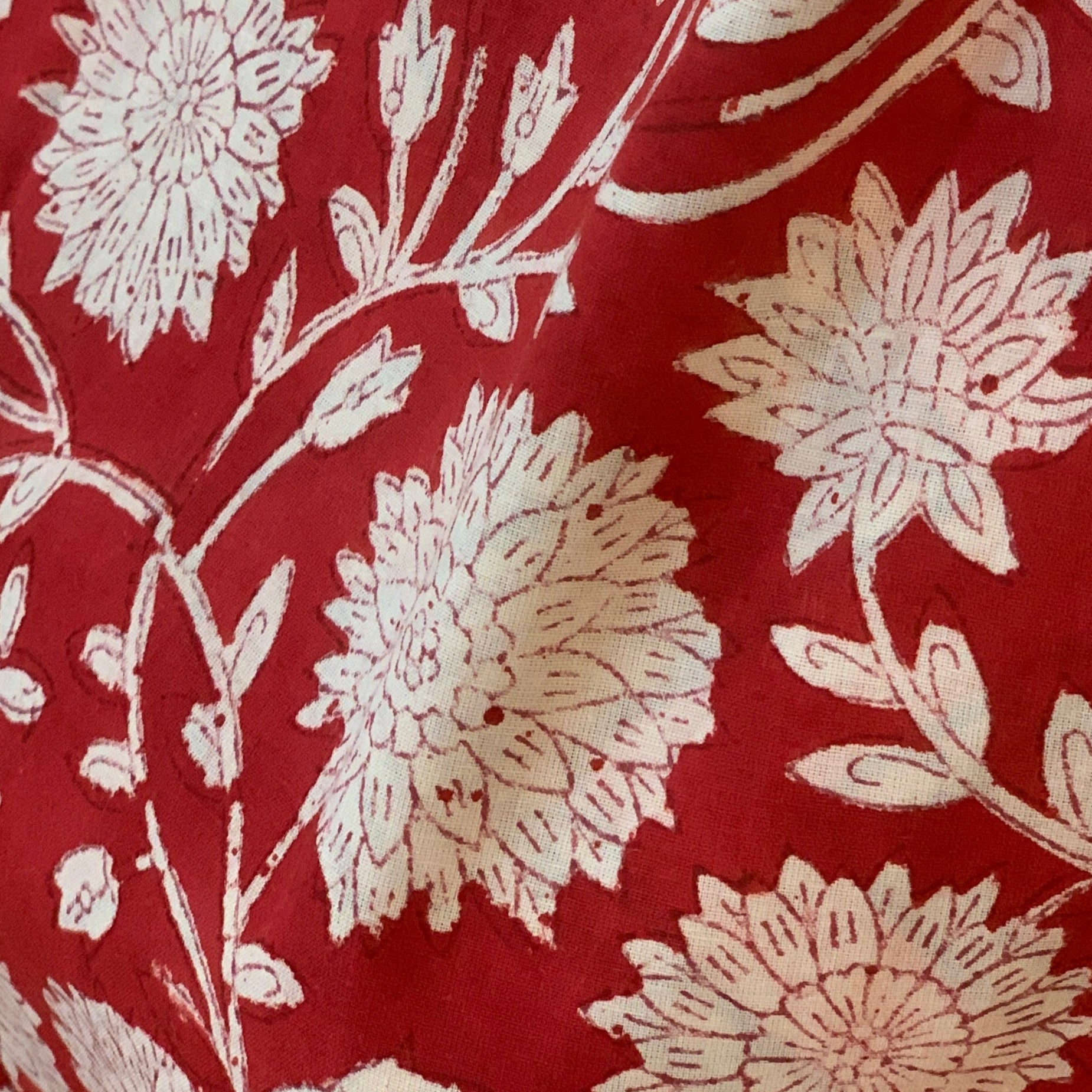 Handmade Block Printed Red Reversible Apron India