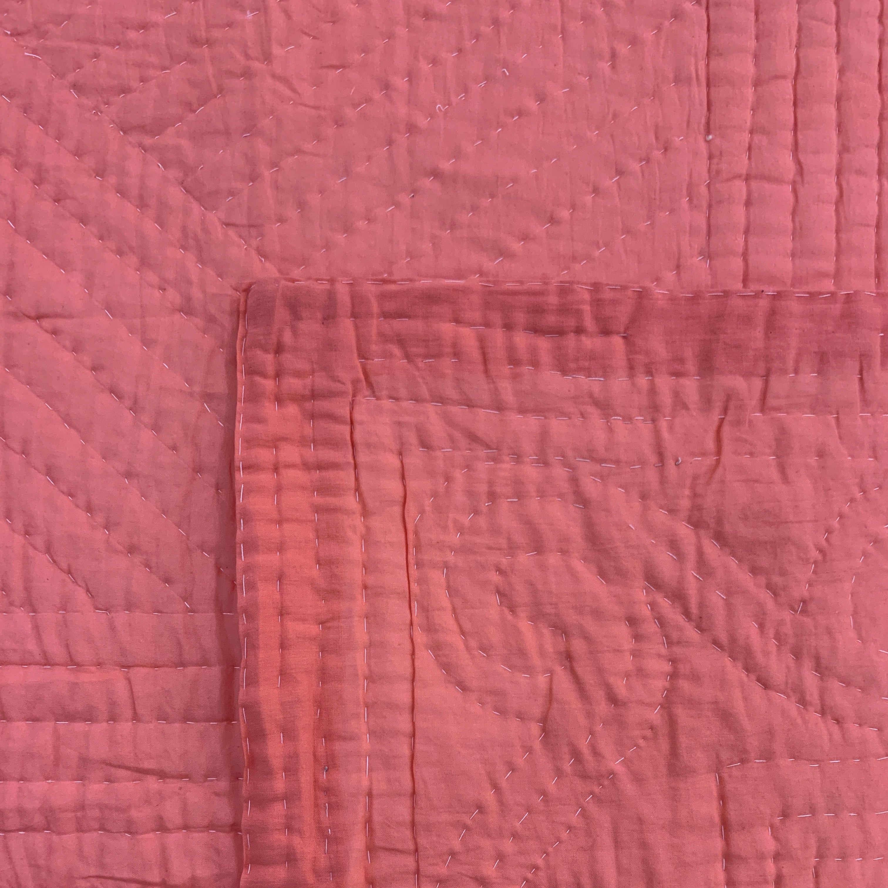 Hand Stitched Salmon Cotton Quilt King India
