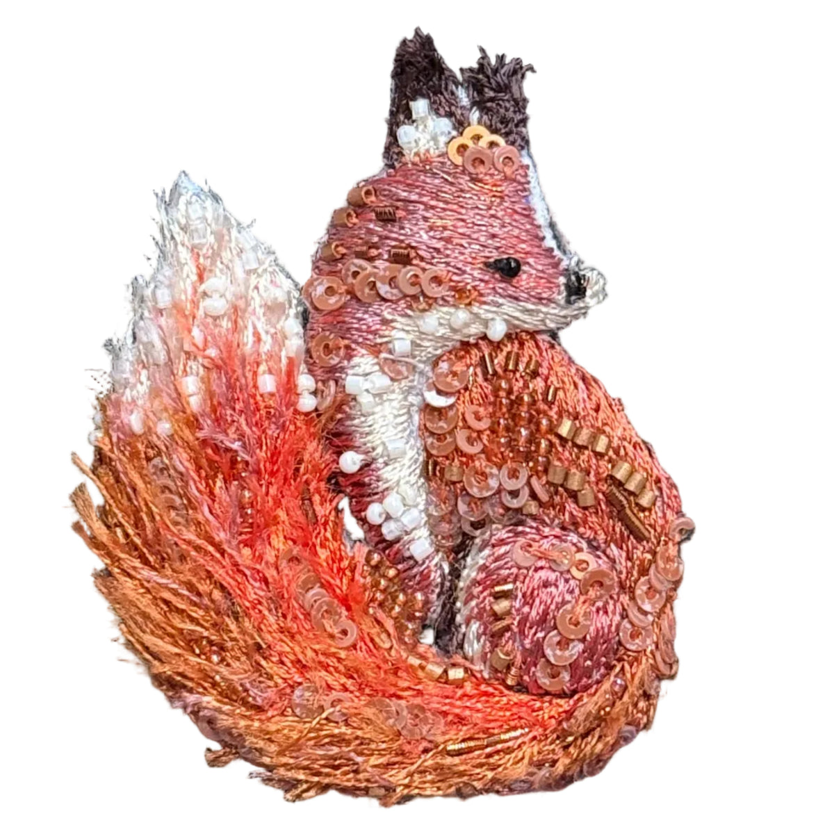 Embroidered Brooch India - Red Fox