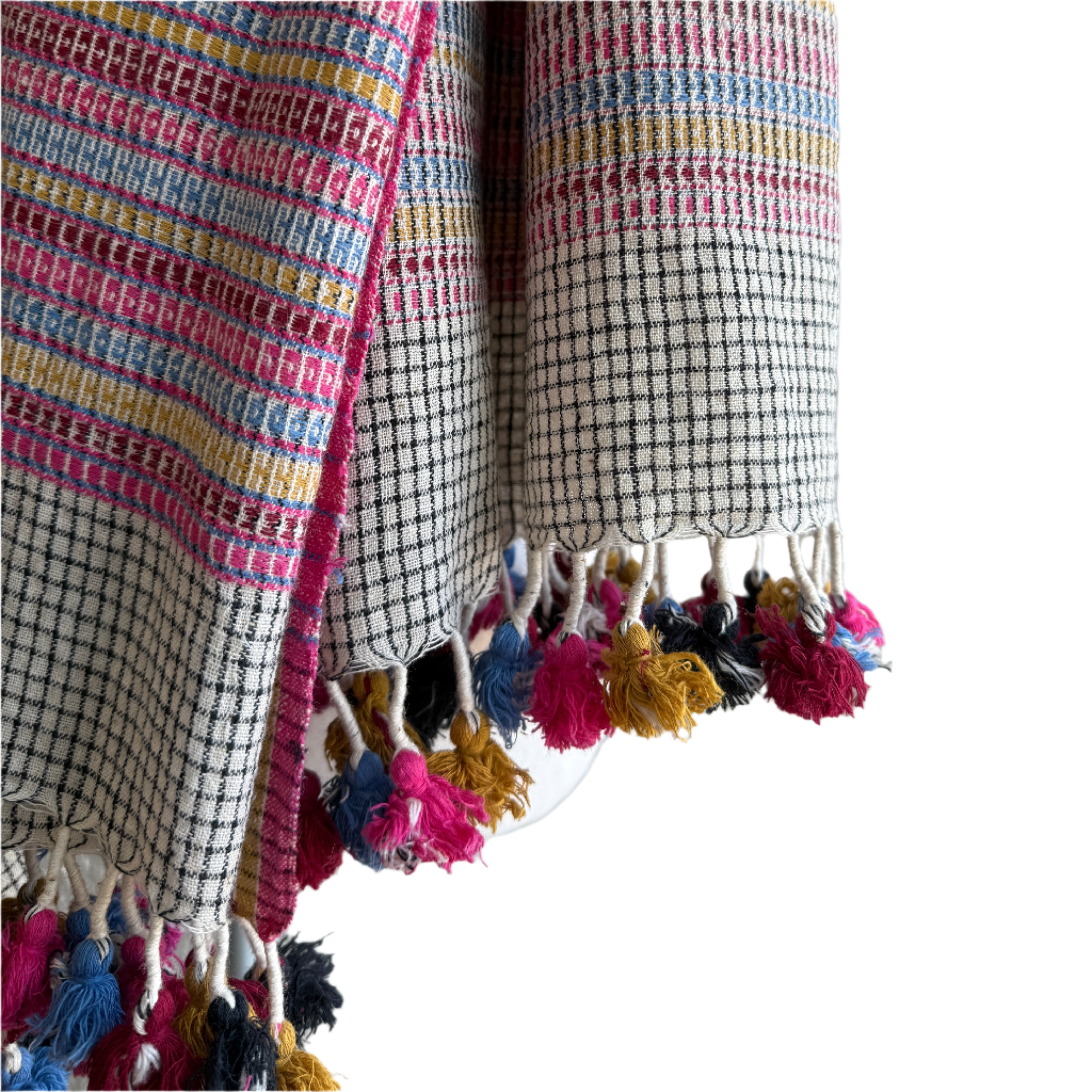 Handwoven Organic Cotton Checkered Dupatta Curtain/Throw India