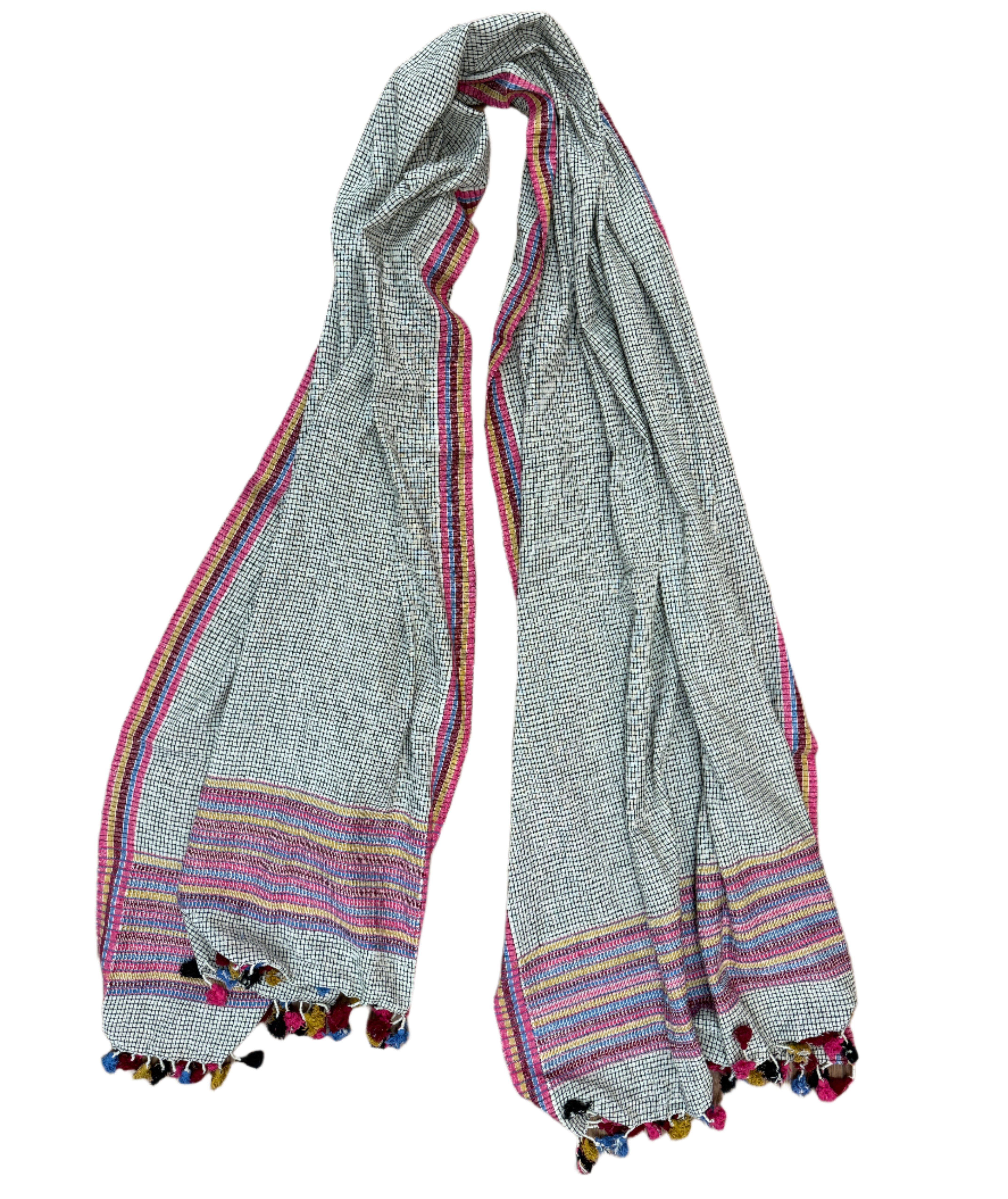 Handwoven Organic Cotton Checkered Dupatta Curtain/Throw India