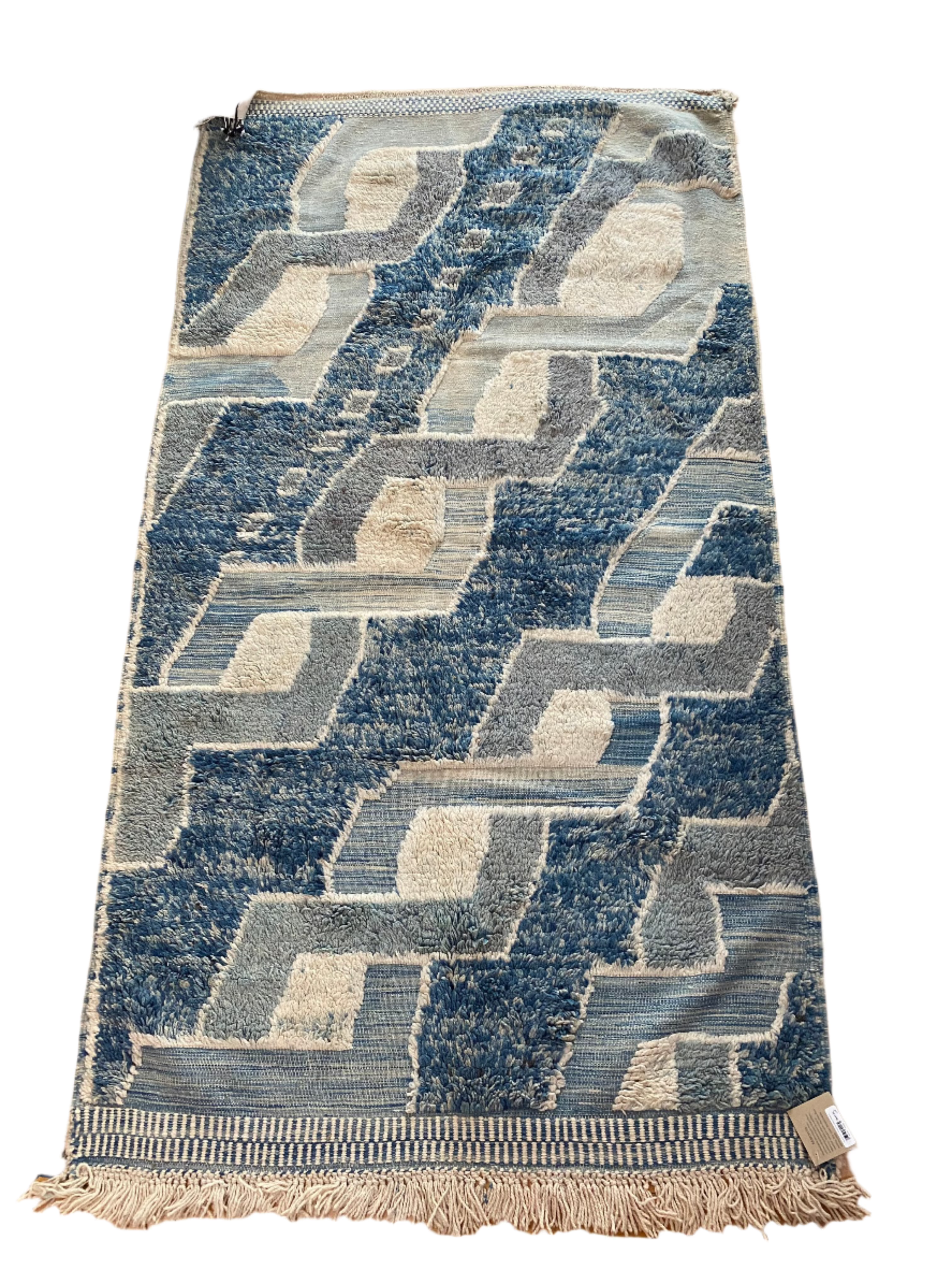 Handwoven & Knotted Flat Weave Tapestry Wool Rug Morocco (44" x 80")