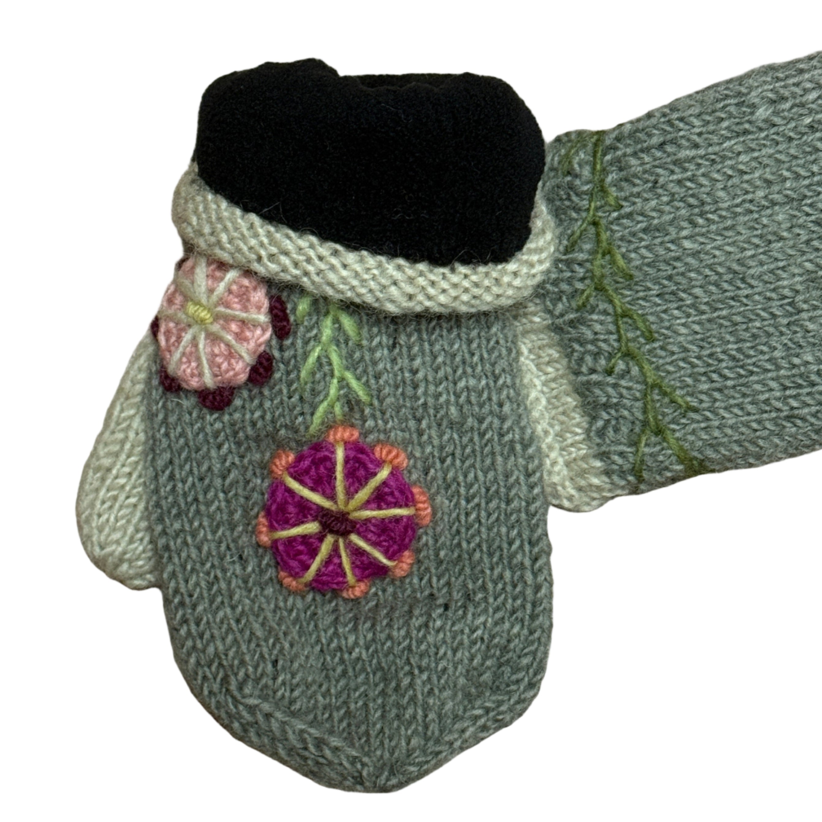 Wool Knit Grey Mitten Nepal