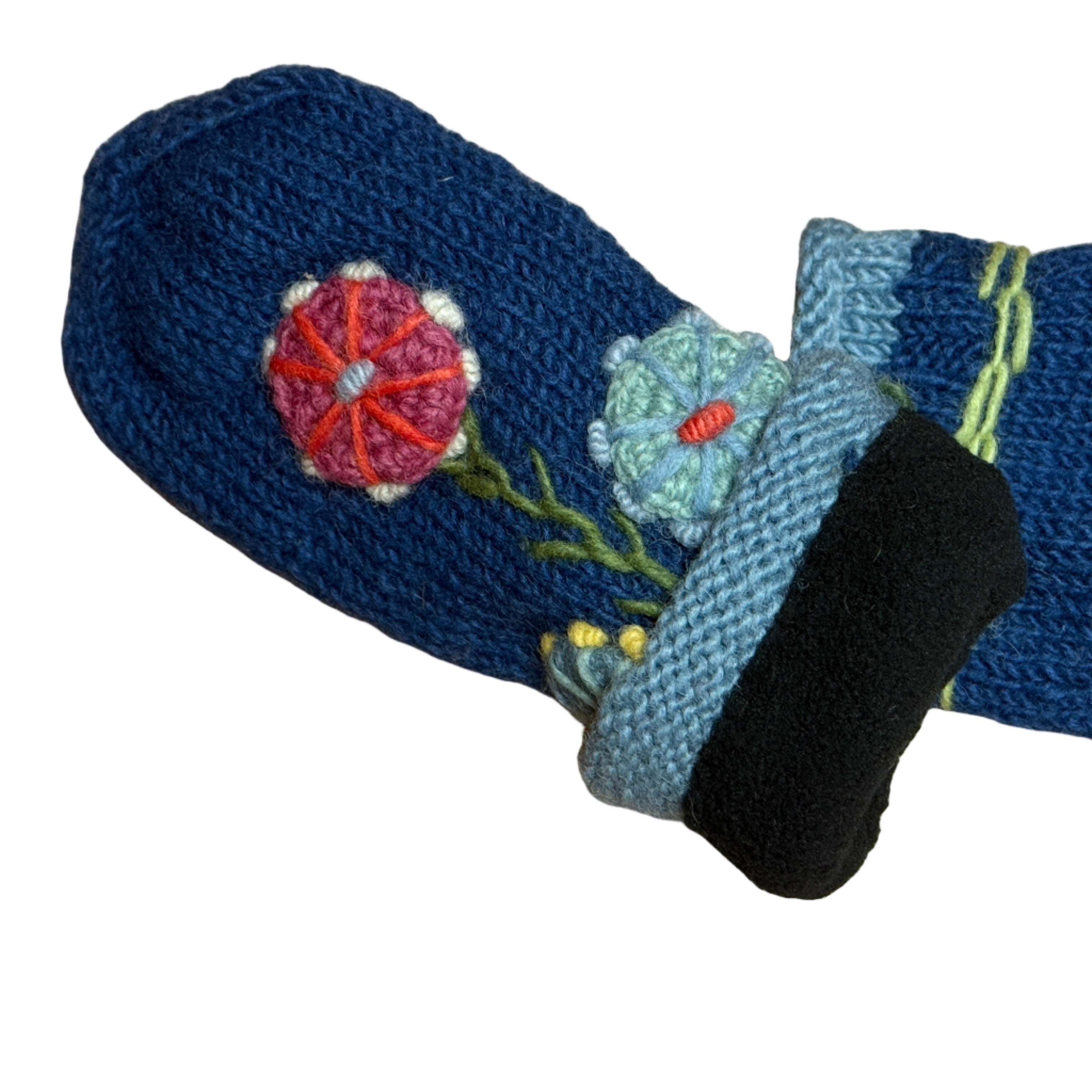Wool Knit Blue Mitten Nepal