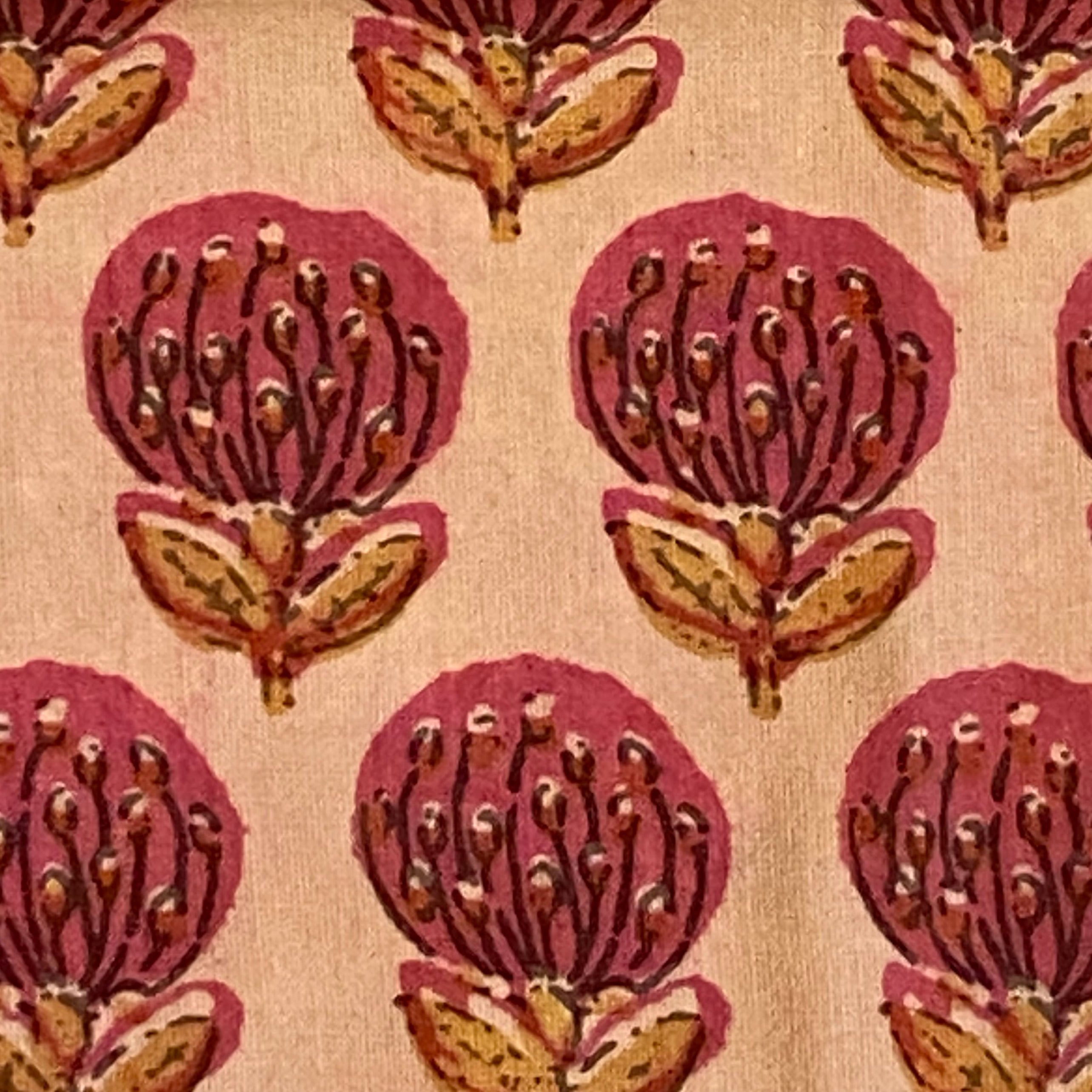 Hand Block Printed Pomegranate Floral Napkins India Set of 4 (20")