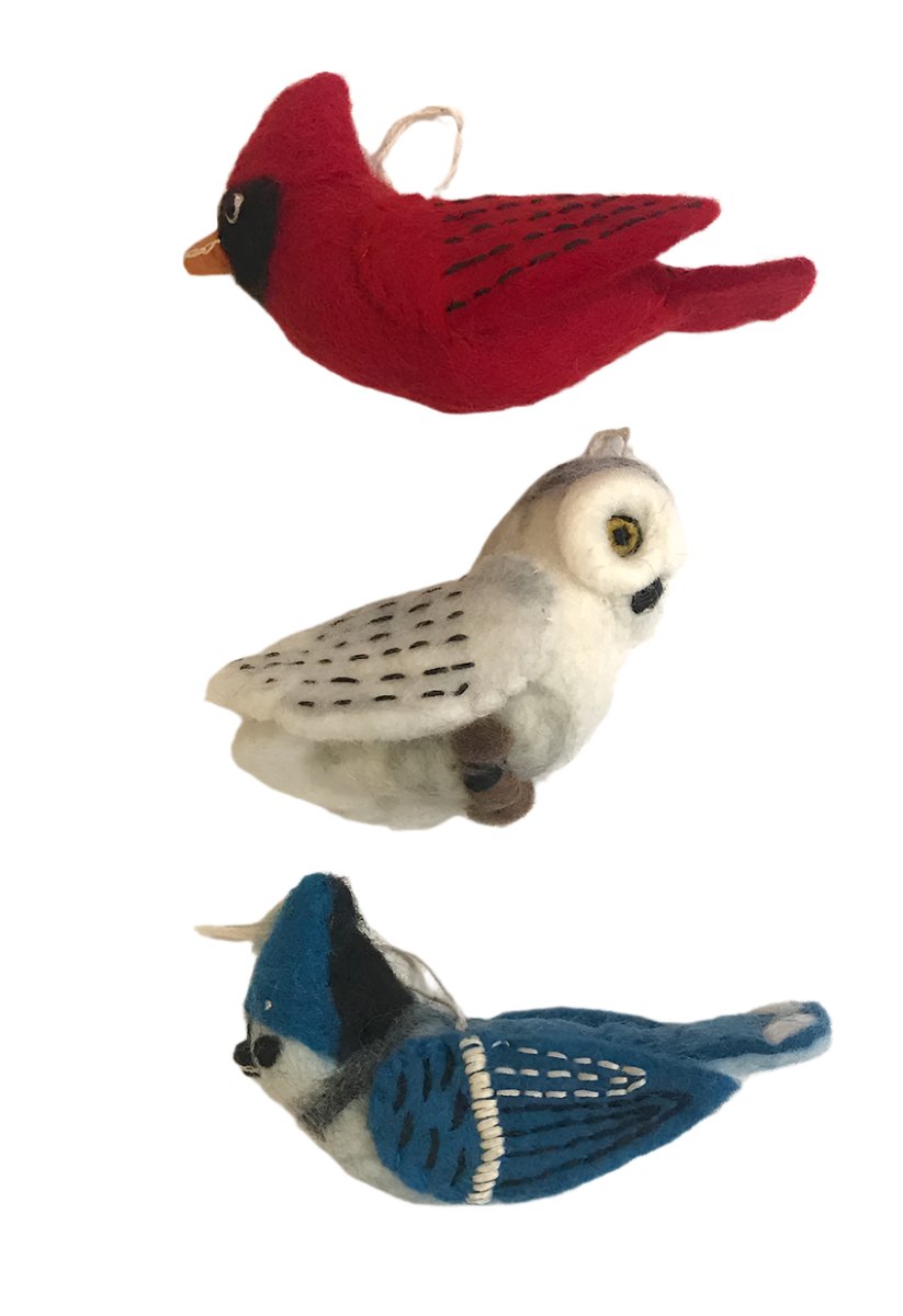 Handmade Wool Felt Northern Bird Collection Nepal