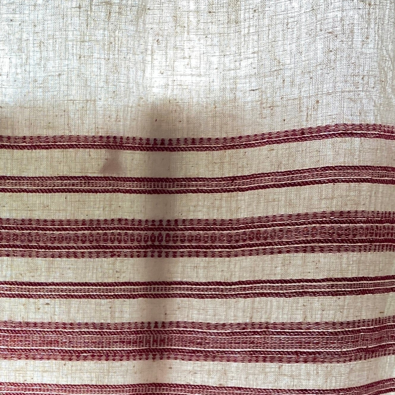 Handwoven Organic Cotton Natural Dyed Curtain India - Red and White (39" x 90")