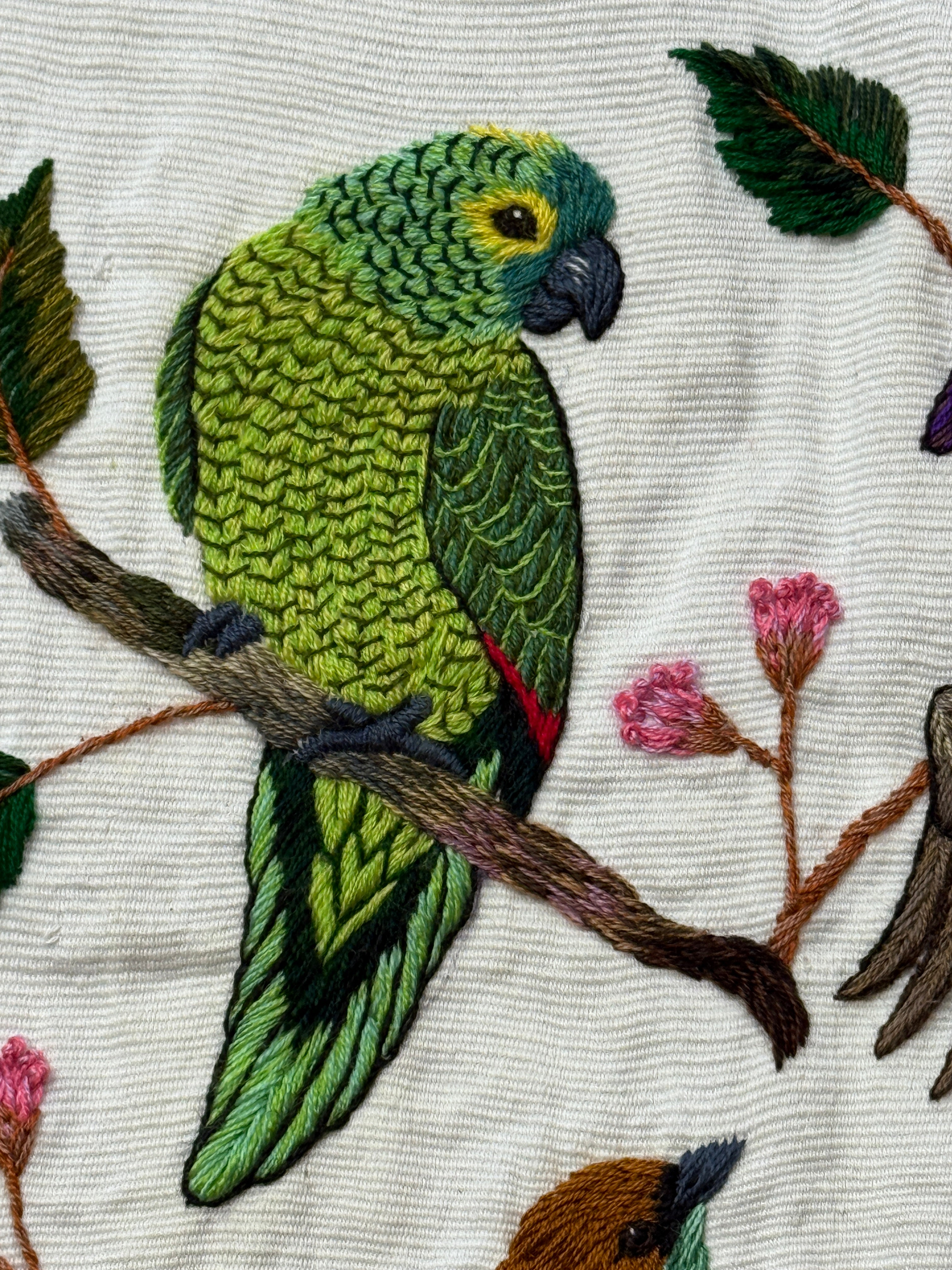 Crane Embroidery on Cotton Guatemala (12" x 12")