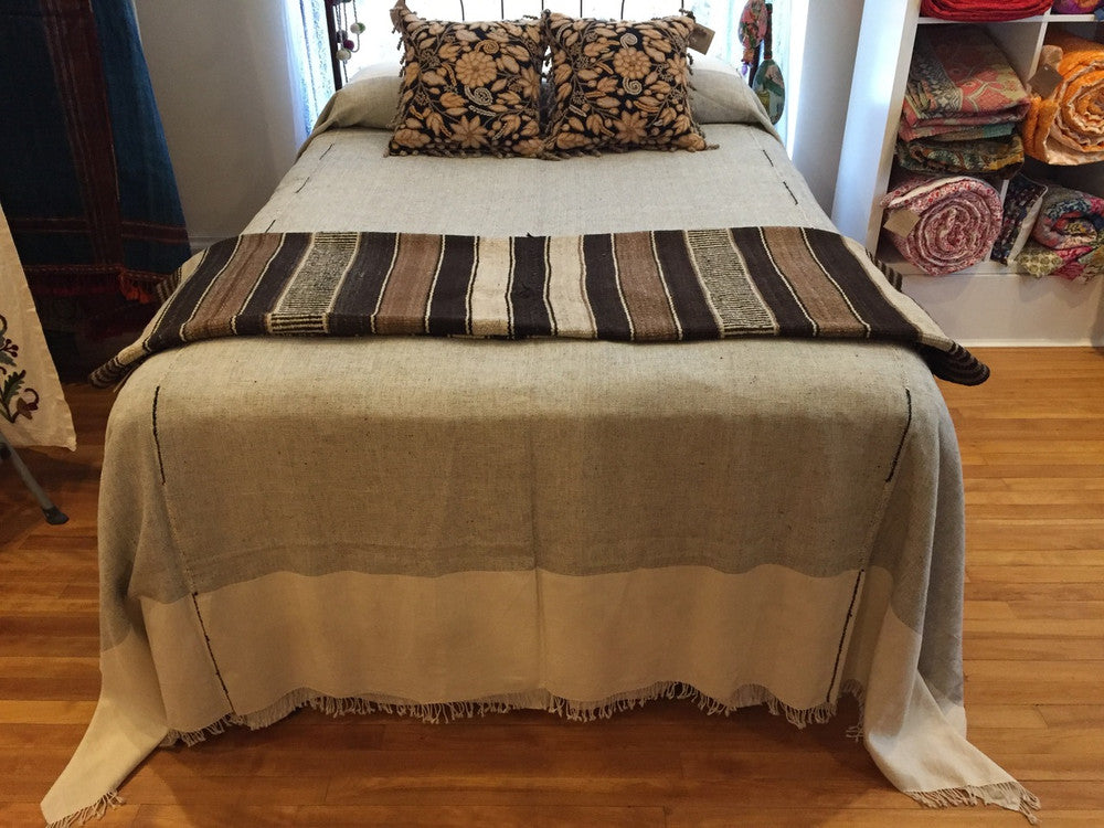Handwoven Cotton Lightweight Coverlet Bed Spread India (90" x 104")