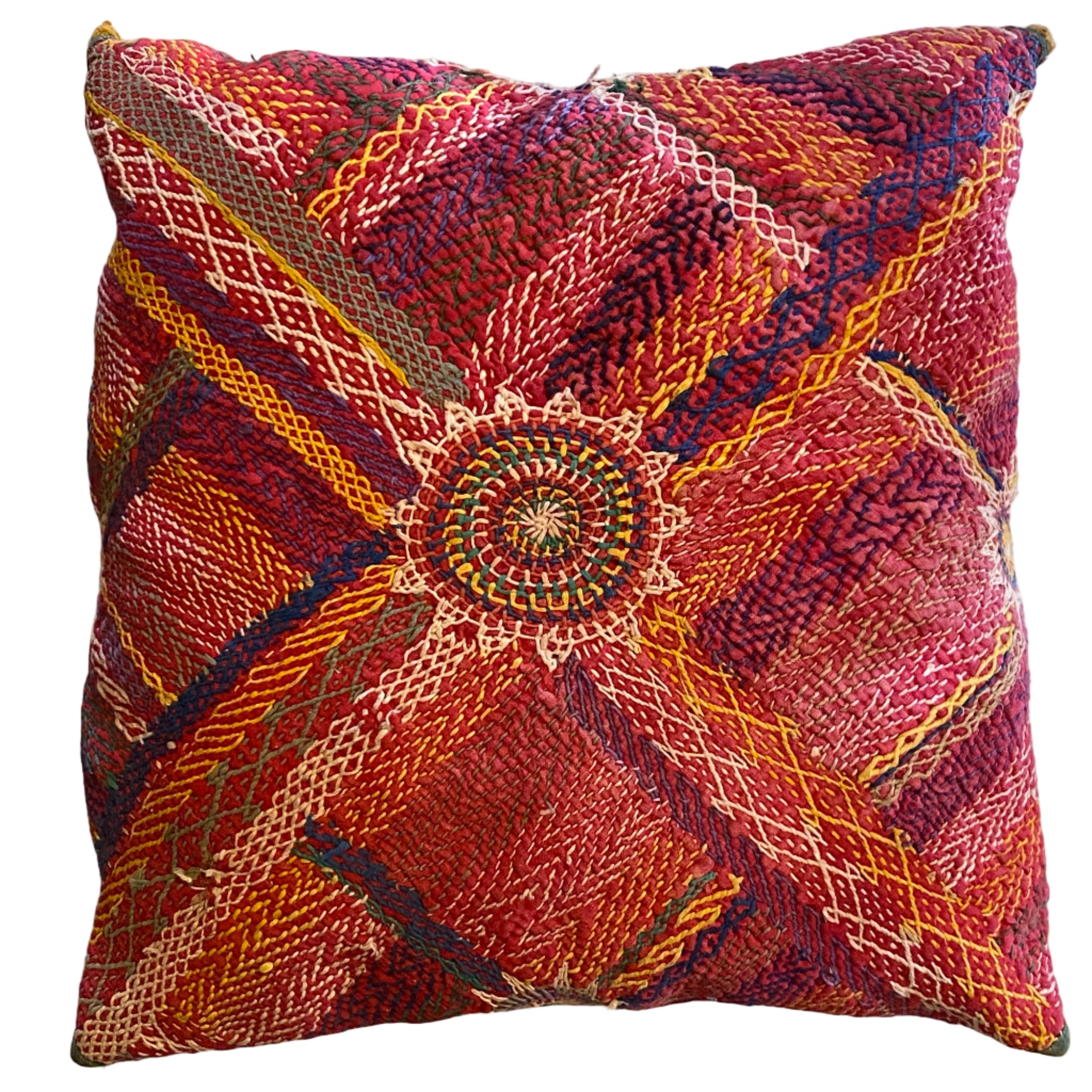 Hand Stitched Vintage Banjara Pillow India (17 x 17)