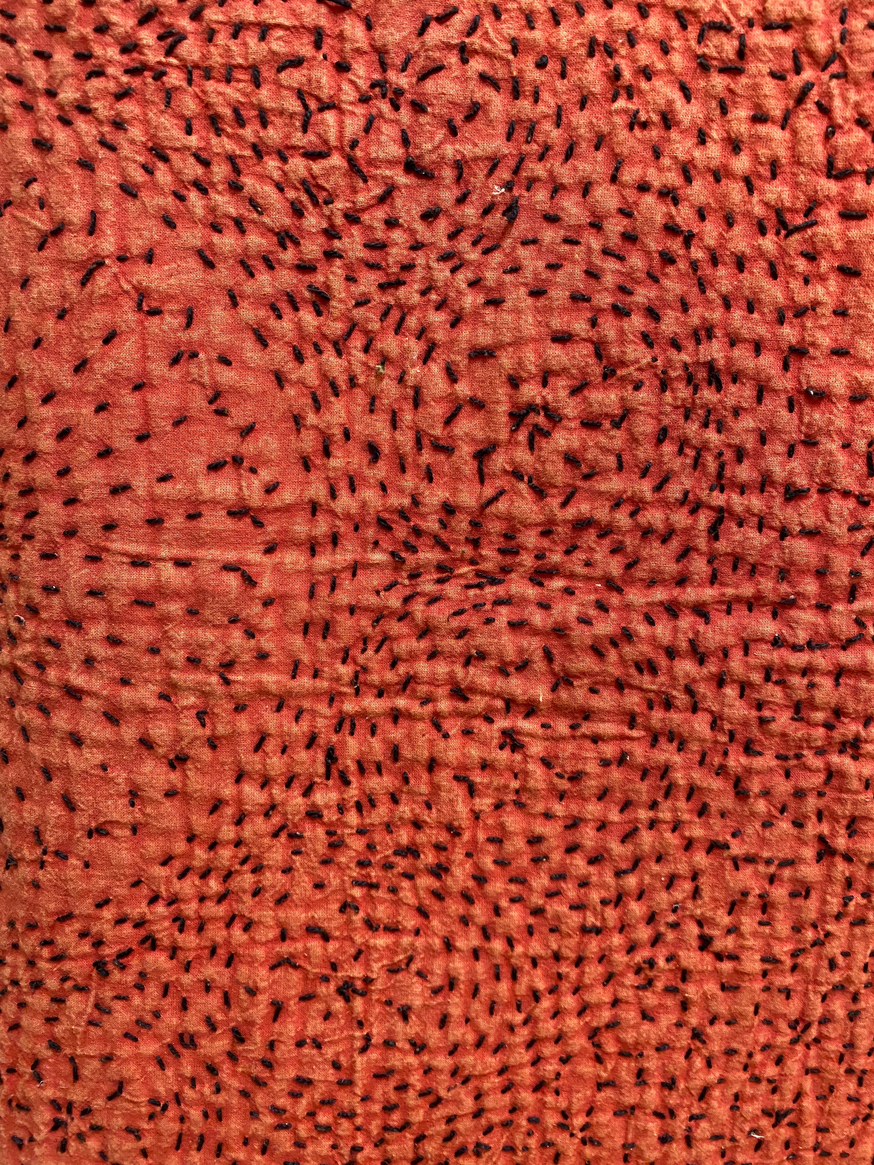 Hand Stitched Rose Red Cotton Queen Quilt India