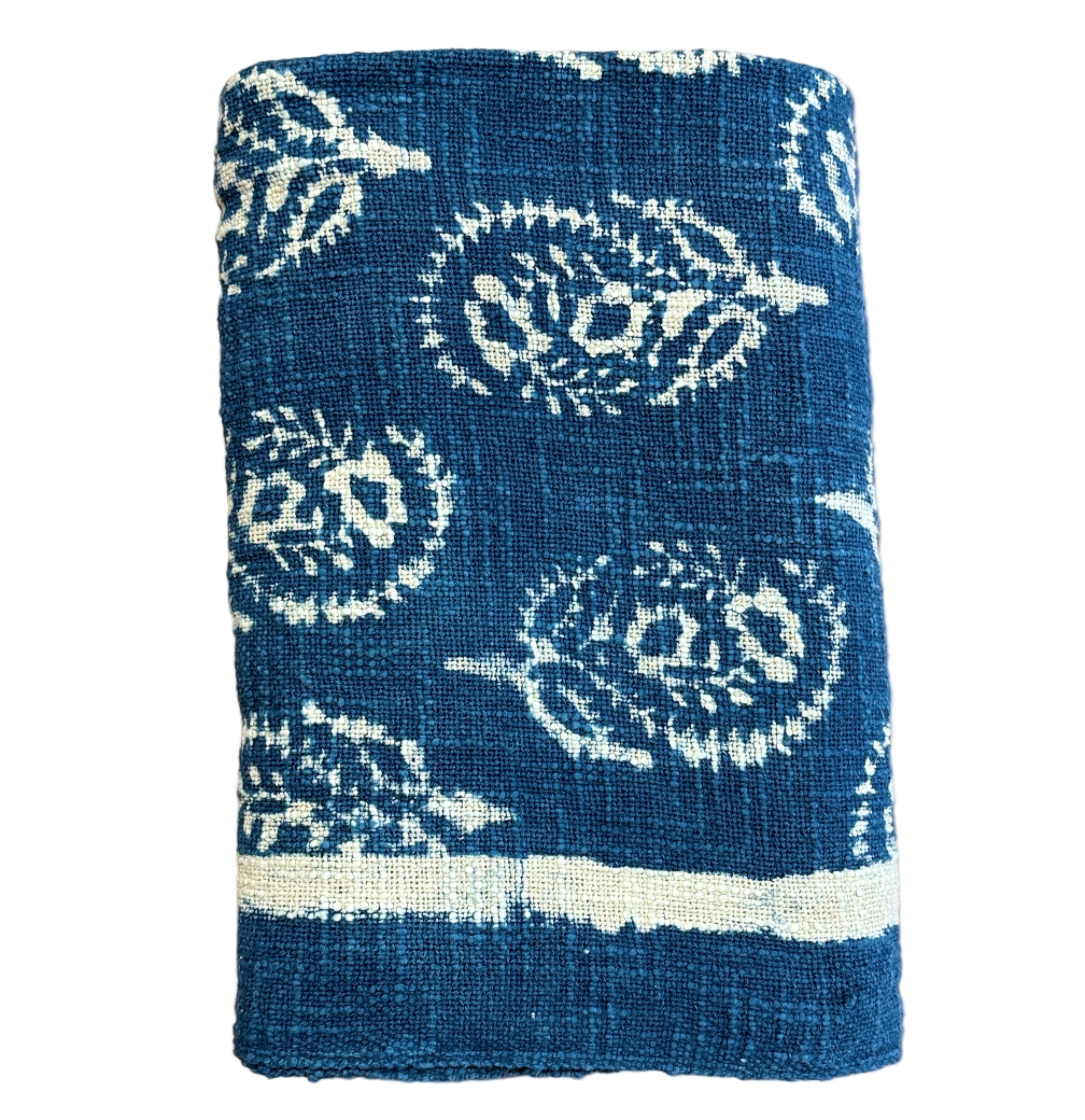Handmade Block Printed Cobalt Indigo Throw India