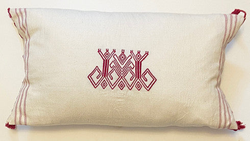 Handwoven Cotton Brocade Pillow Mexico (10" x 20")