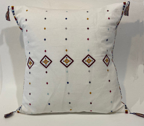 Hand Embroidered Cotton Pillow Mexico (20" x 20")