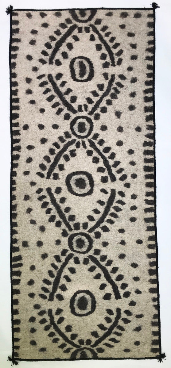Handmade Wool Felt Runner Rug Afghanistan (30" x 72")