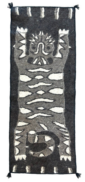Handmade Wool Felt Grey Tiger Runner Afghanistan (30x72)
