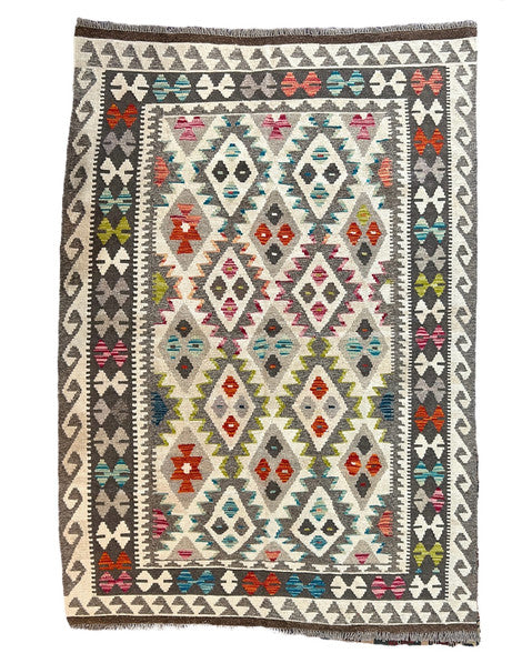 Handwoven Wool Kilim Medium Rug 1 Afghanistan