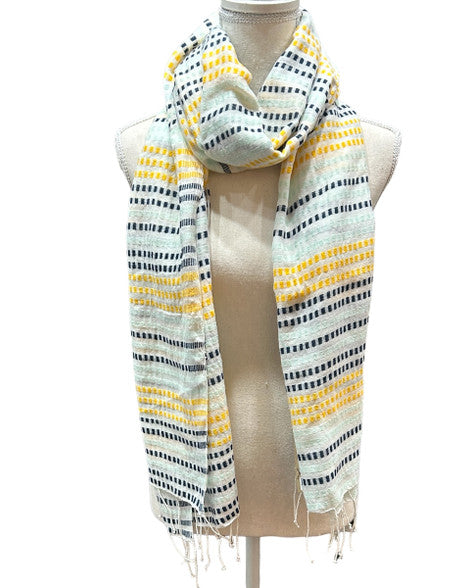 Gamo Handwoven Cotton Scarf Ethiopia - Cool Colors