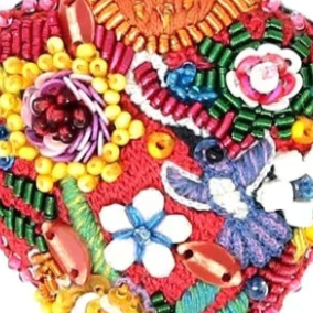 Embroidered Brooch - Flaming Heart India