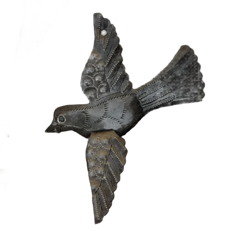 Handmade Hammered 3D Bird Haiti 4.5"x5"