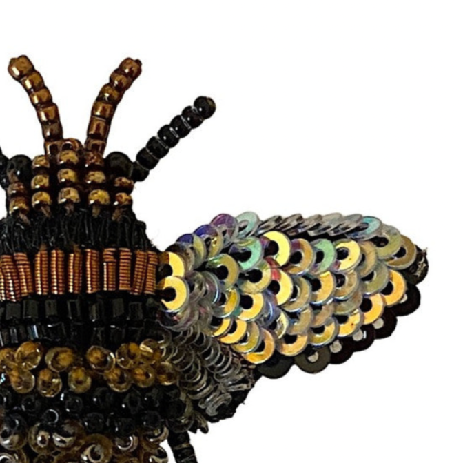 Embroidered & Beaded Brooch - Honey Bee