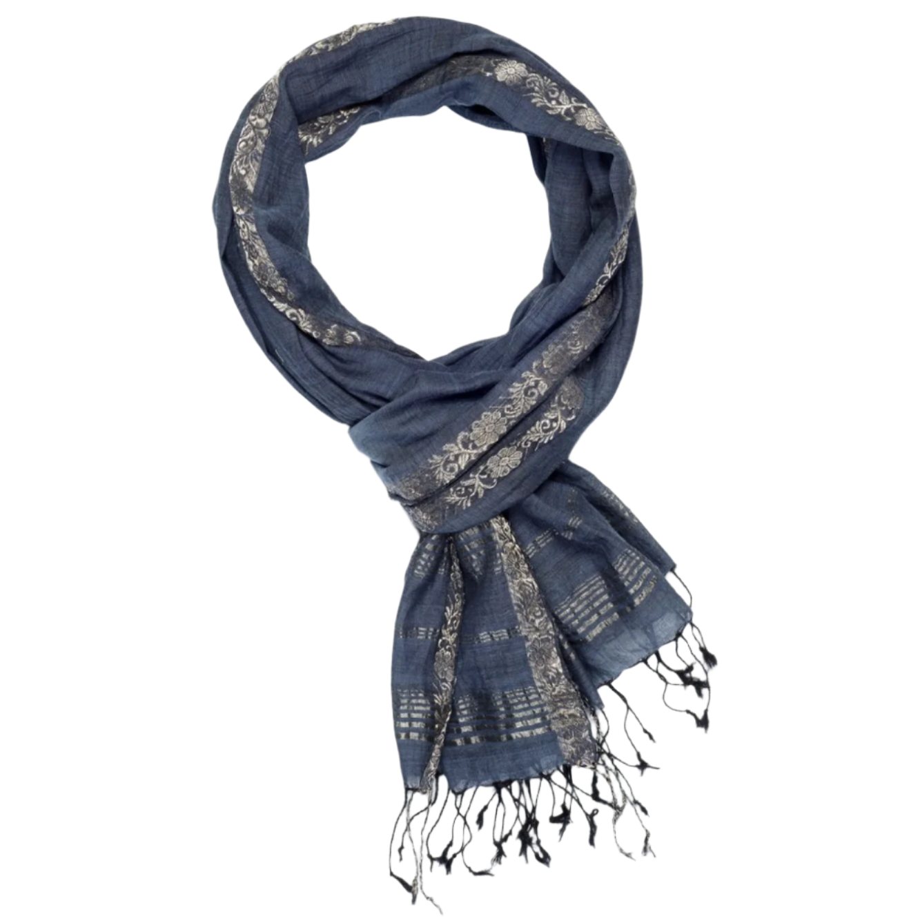 Handwoven Cotton and Sari Jacquard Scarf India